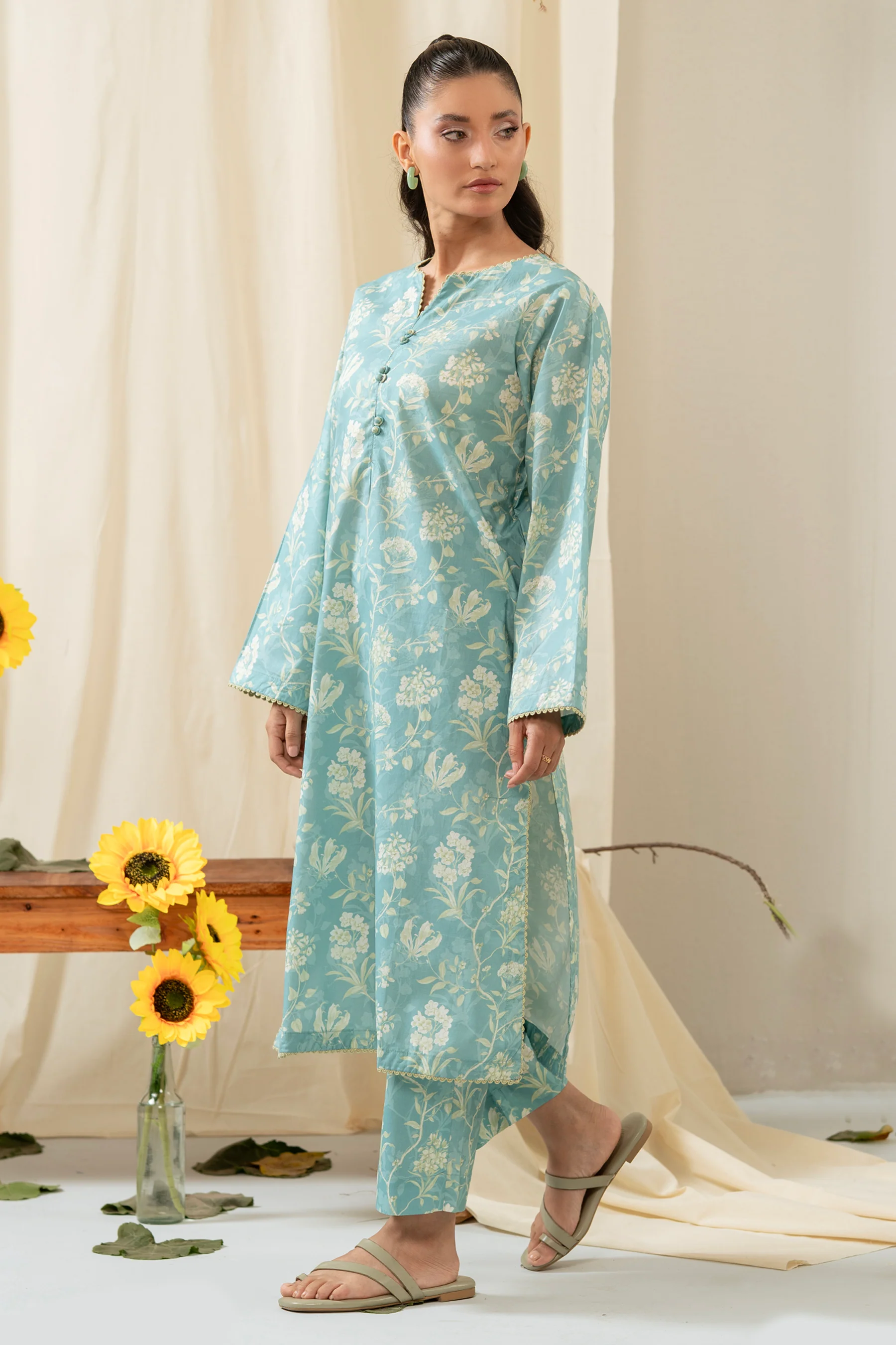PRINTED CAMBRIC STITCHED 2 PIECE SUIT - Image 4