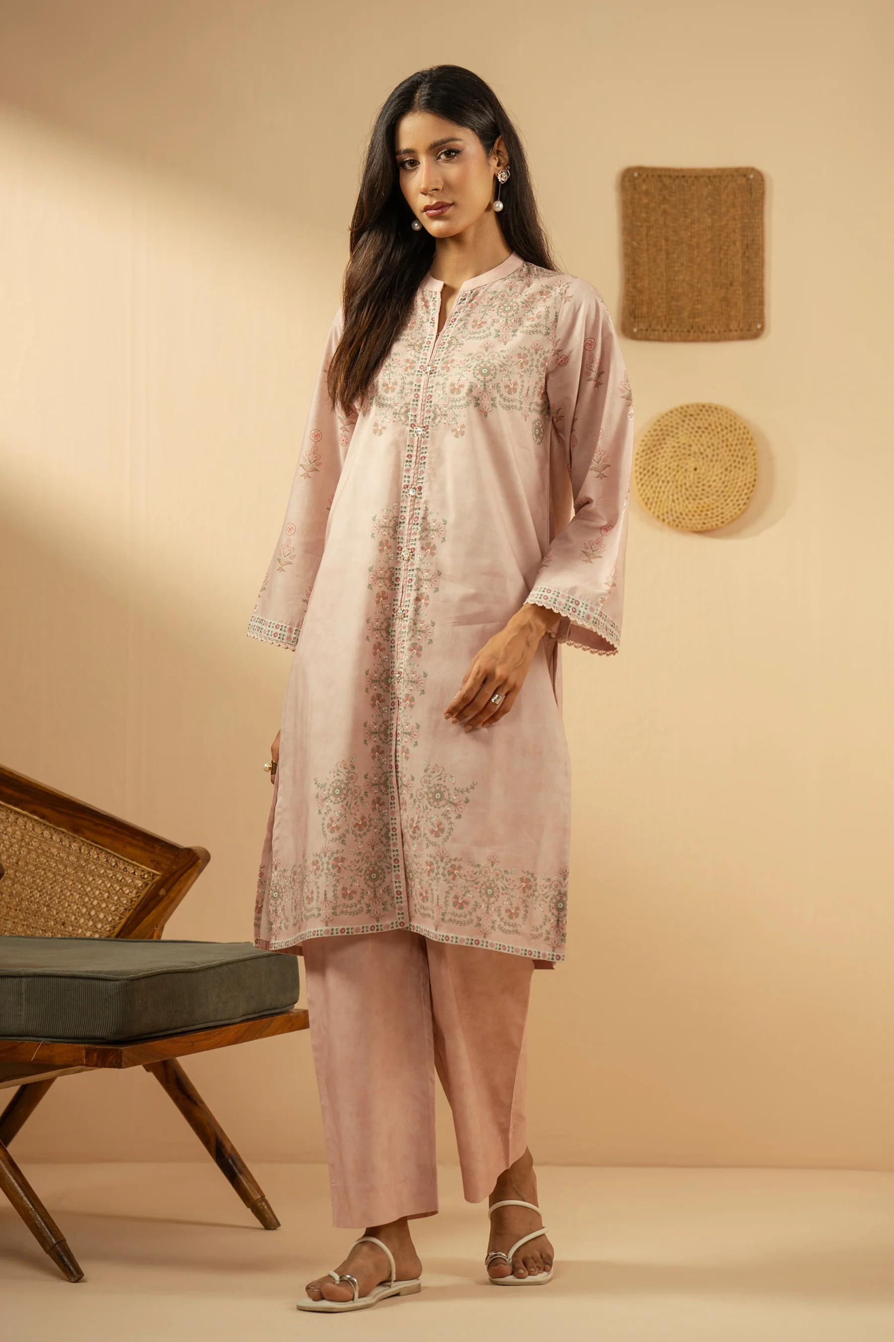 PRINTED CAMBRIC STITCHED 2 PIECE SUIT - Image 3
