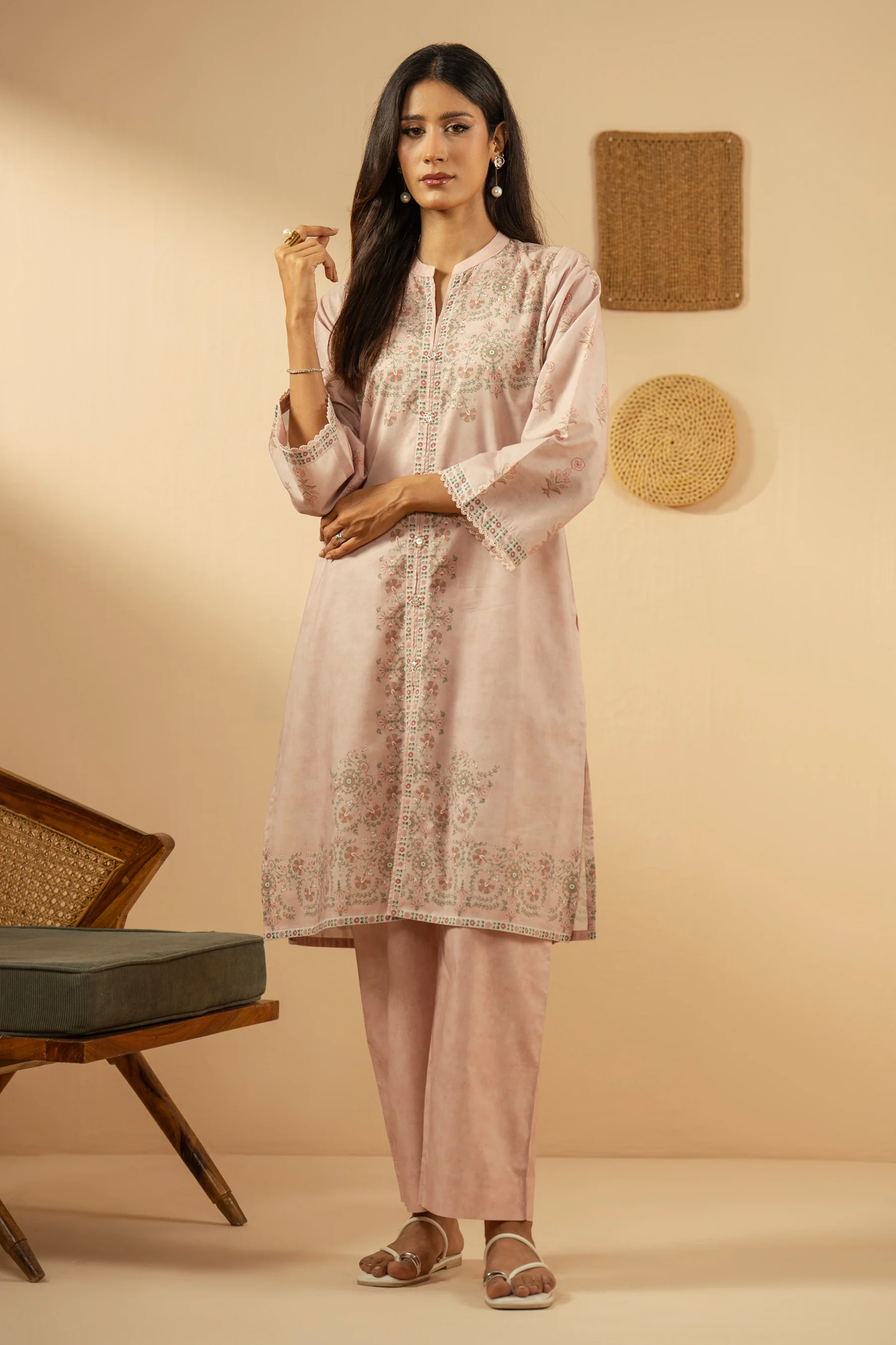 PRINTED CAMBRIC STITCHED 2 PIECE SUIT - Image 5