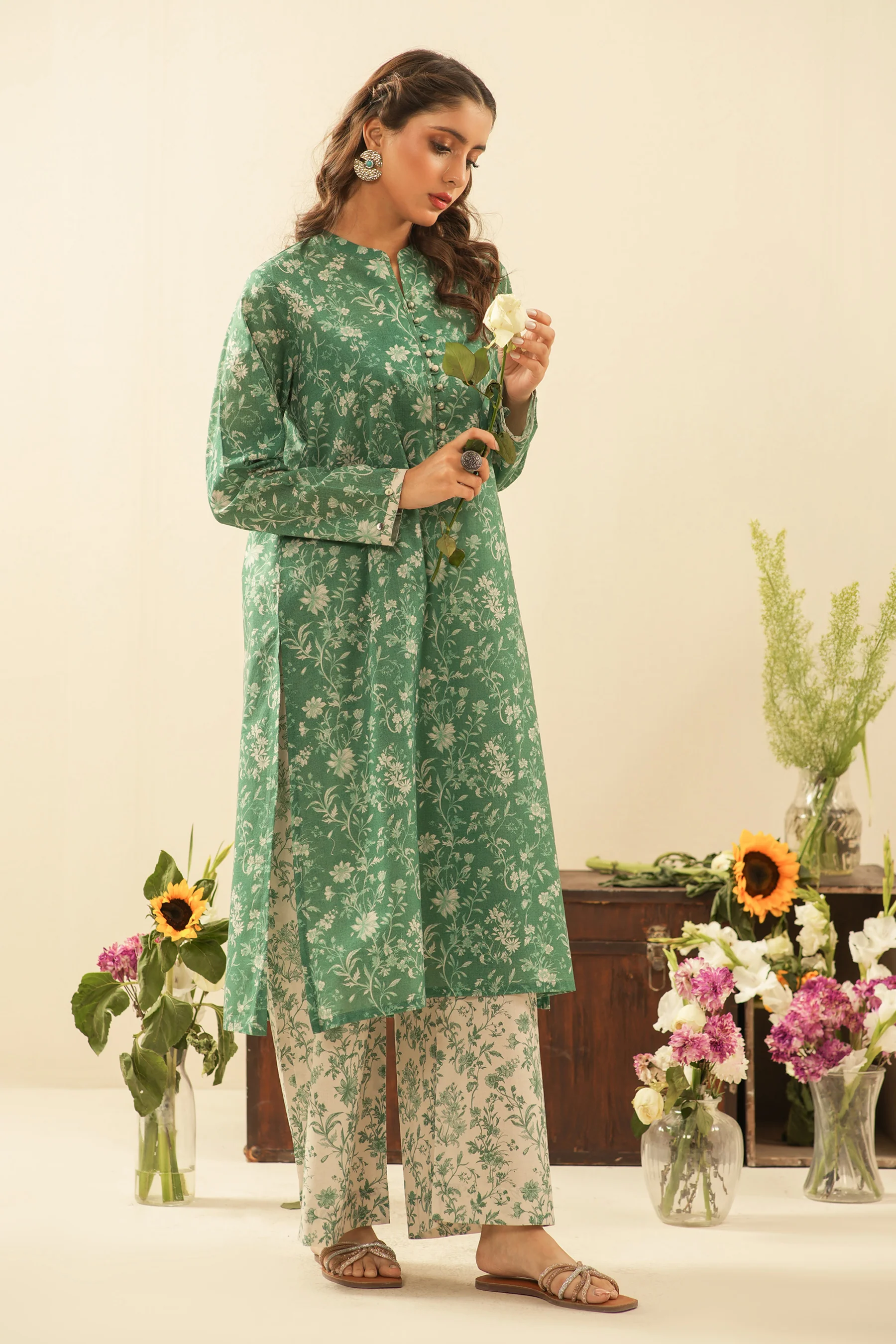 PRINTED CAMBRIC STITCHED 2 PIECE SUIT - Image 2