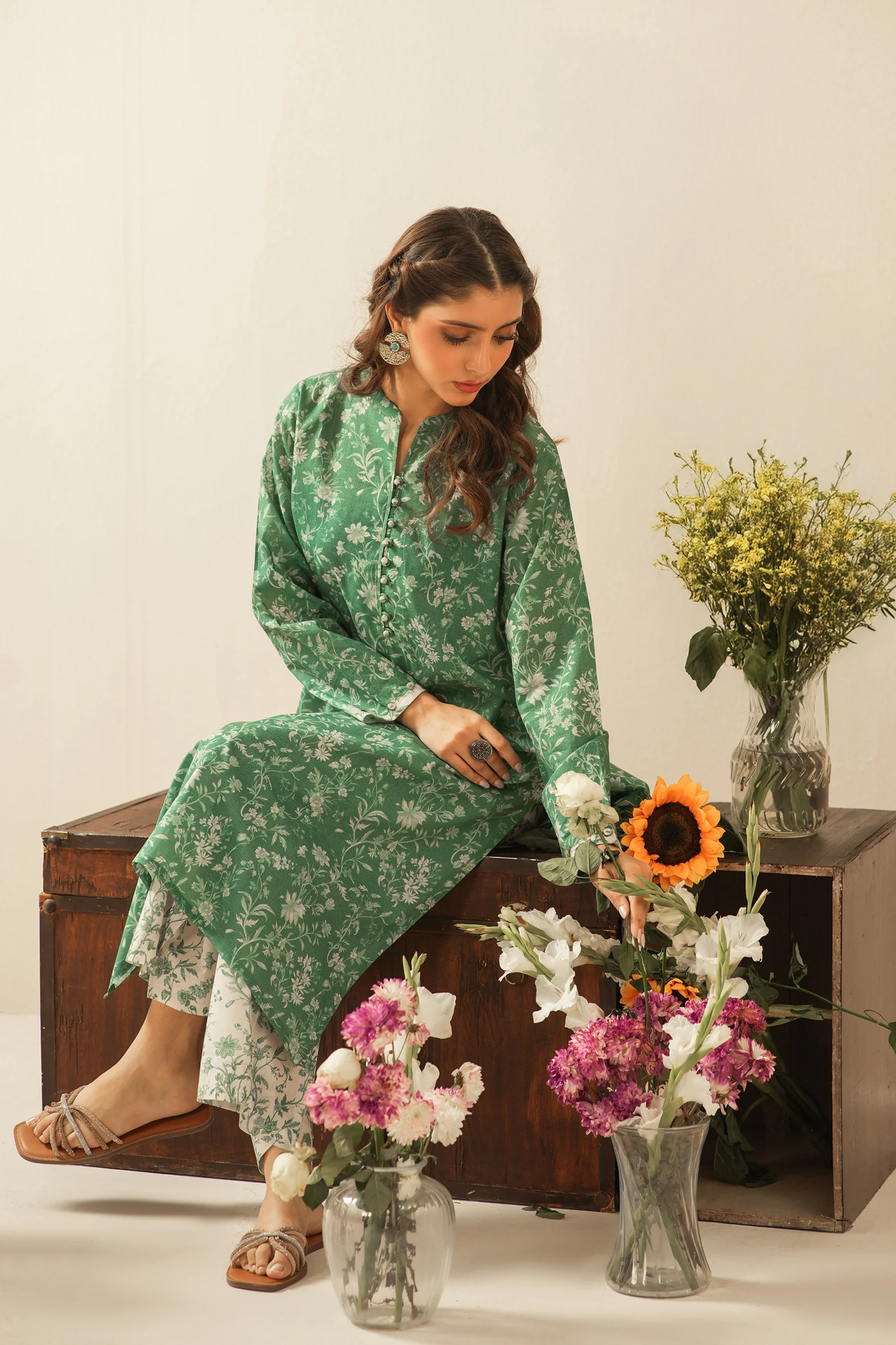 PRINTED CAMBRIC STITCHED 2 PIECE SUIT - Image 5