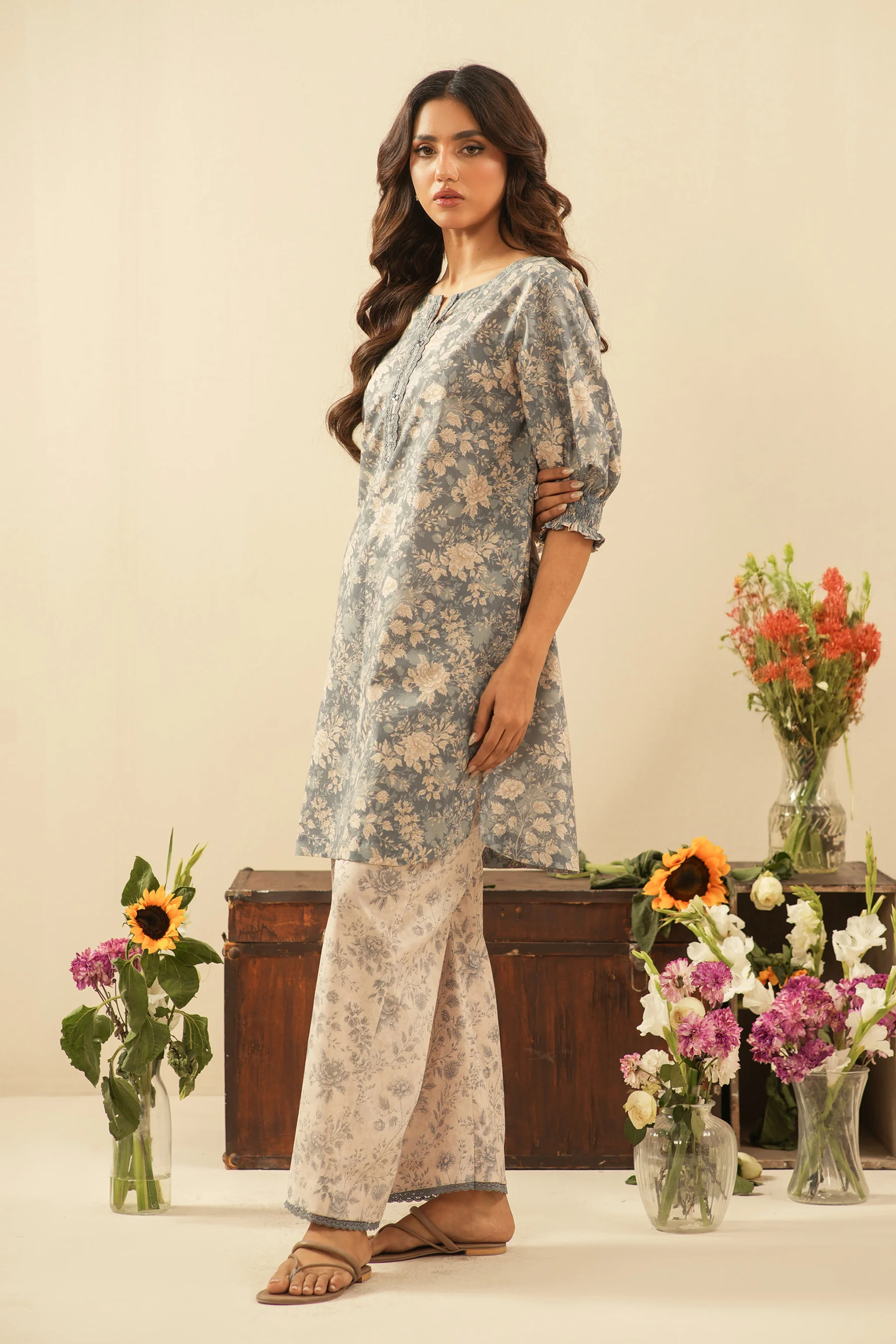 PRINTED CAMBRIC STITCHED 2 PIECE SUIT - Image 3