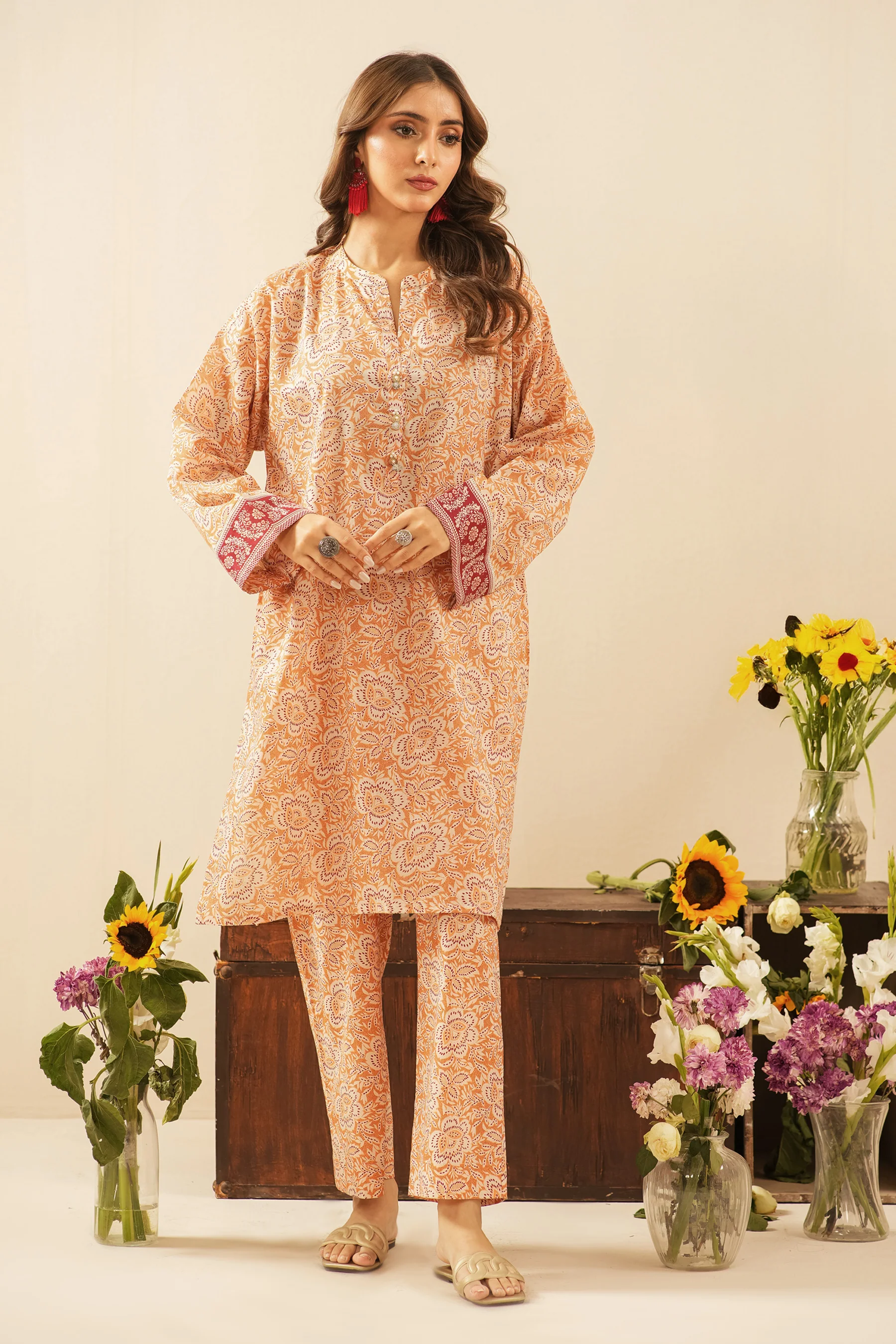 PRINTED CAMBRIC STITCHED 2 PIECE SUIT - Image 5