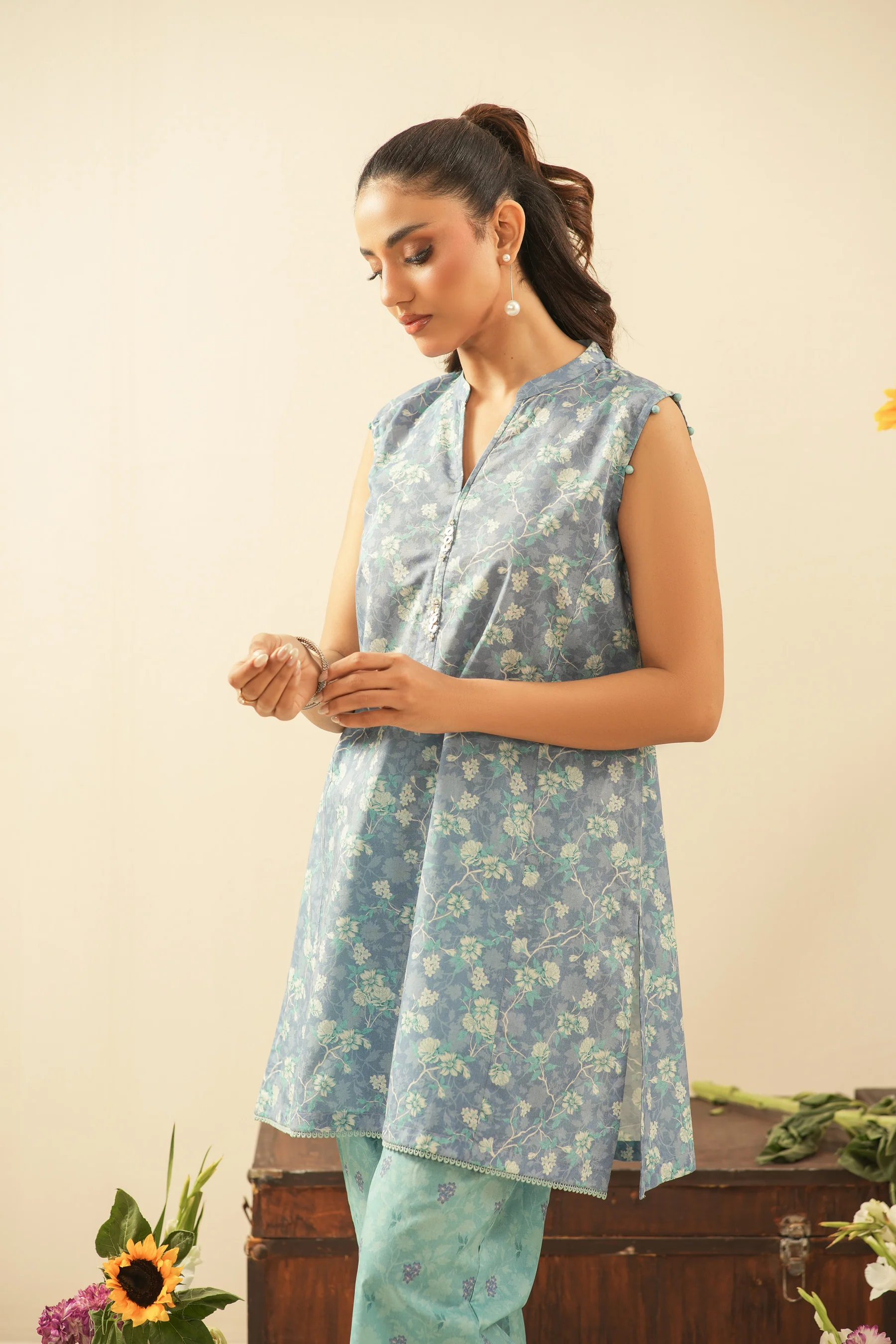 PRINTED CAMBRIC STITCHED 2 PIECE SUIT - Image 5