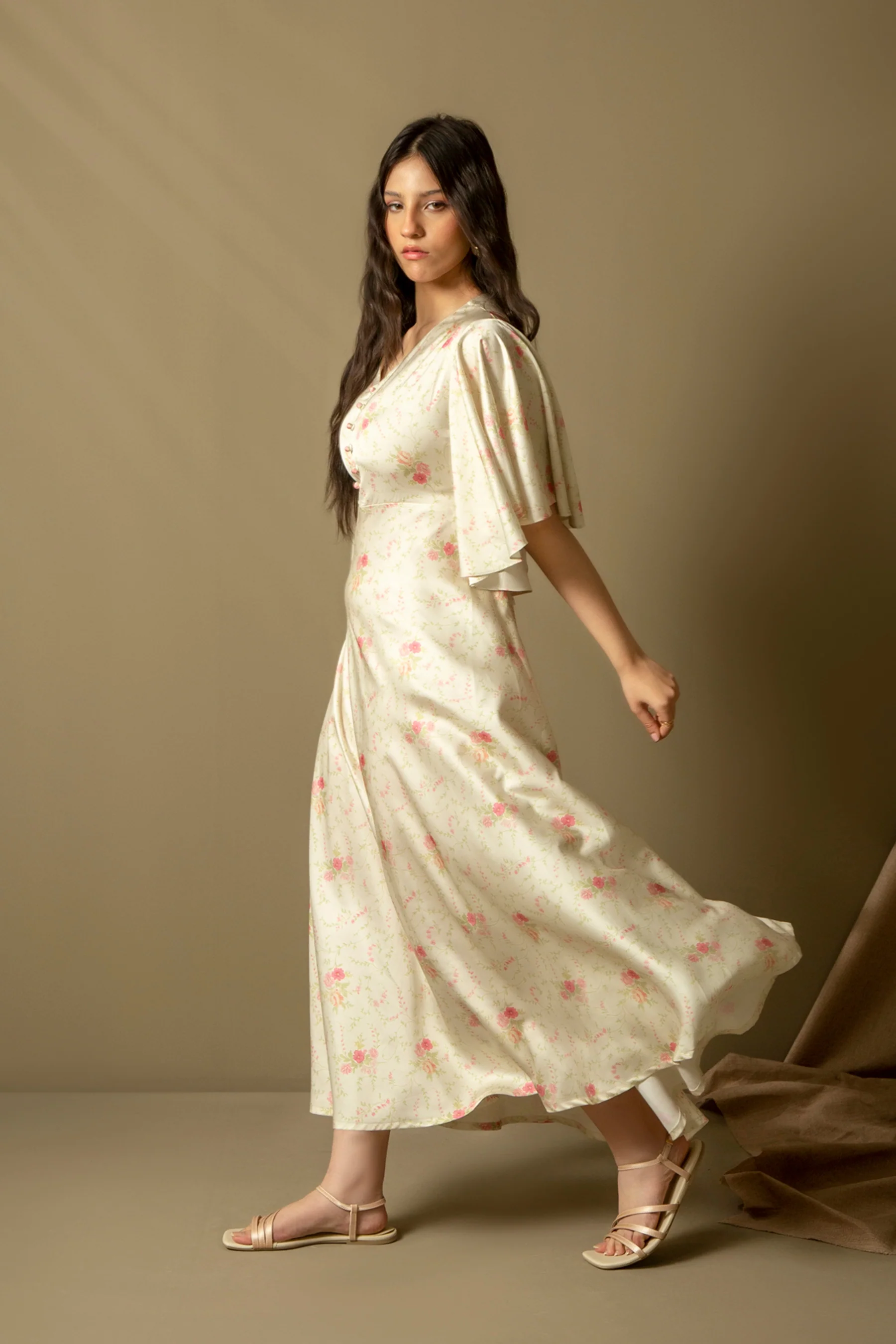 PRINTED SATIN SILK DRESS - Image 4