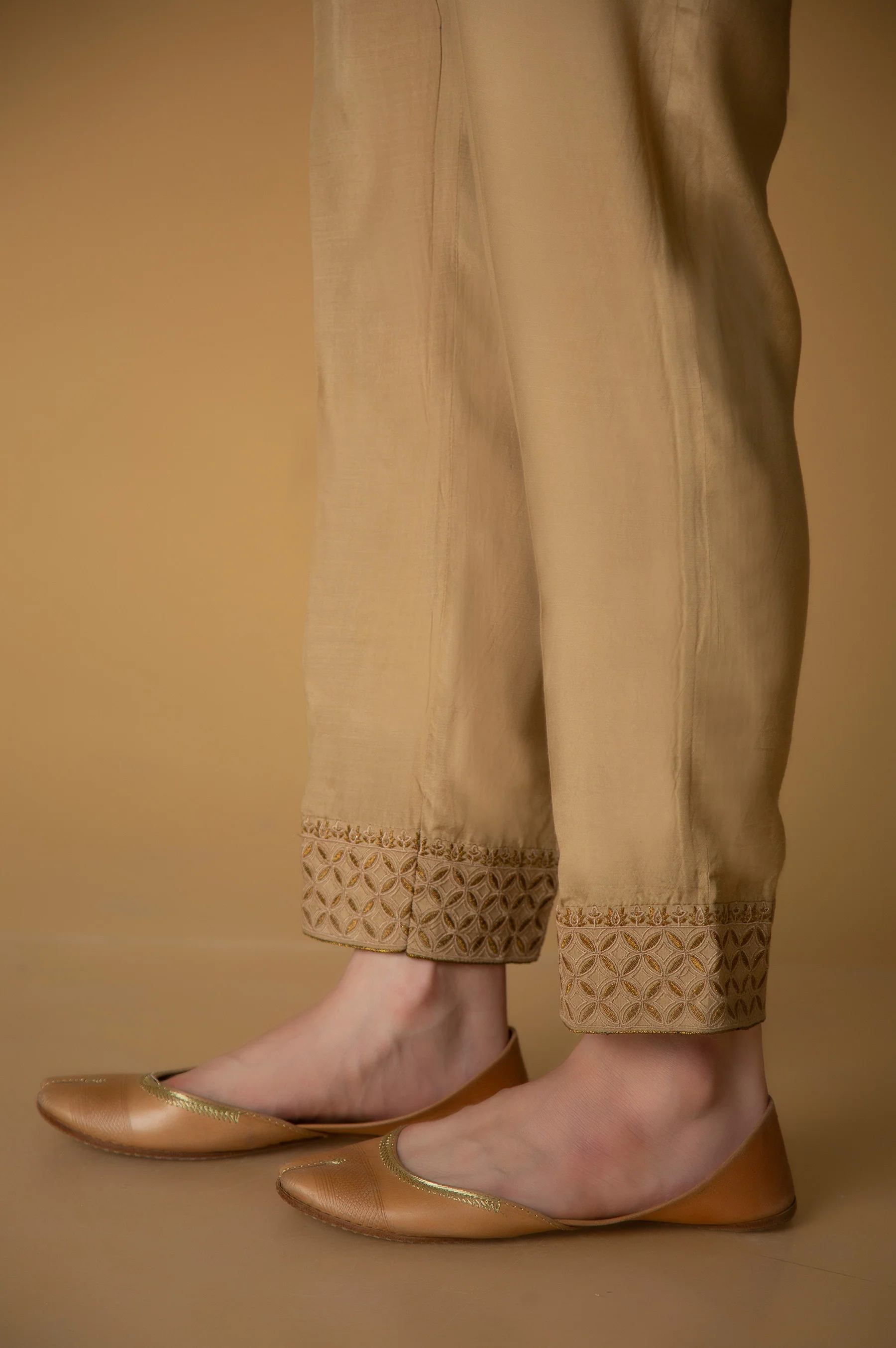 Embroidered Rawsilk Cigarette Pants - Image 2