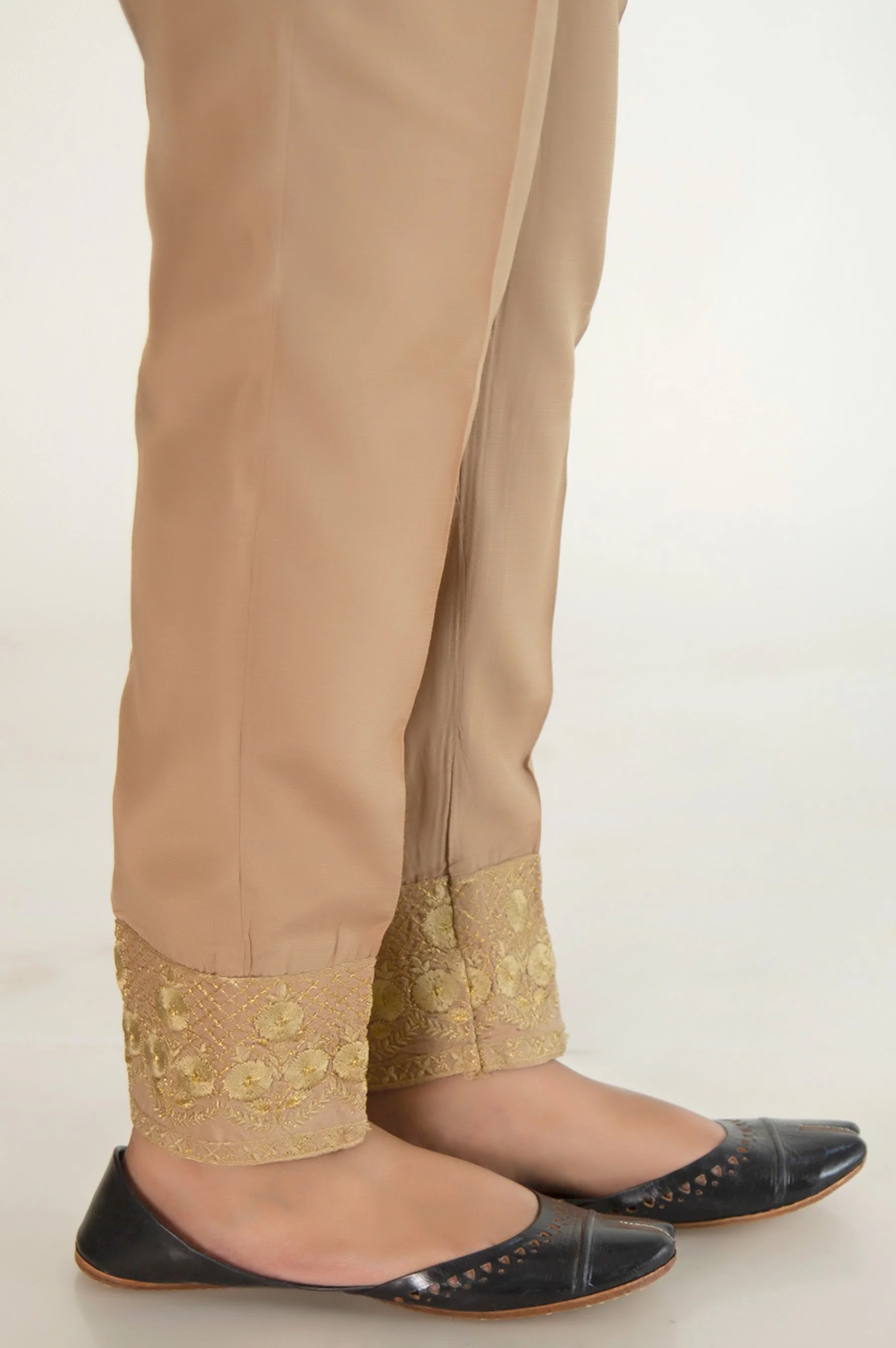 Embellished Rawsilk Pants - Gold - Image 3