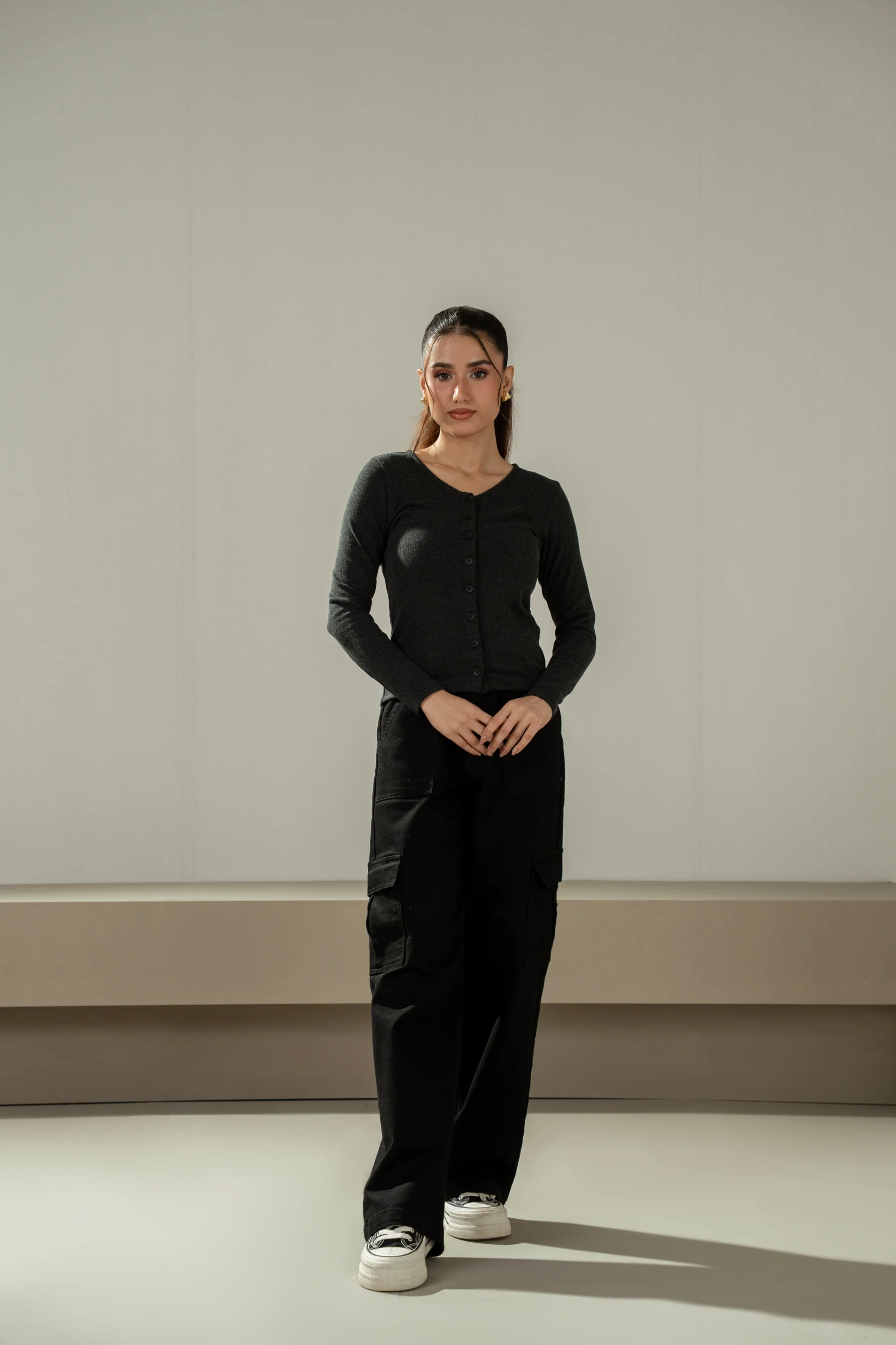 RIBBED KNITTED BUTTON DOWN TOP - Image 5