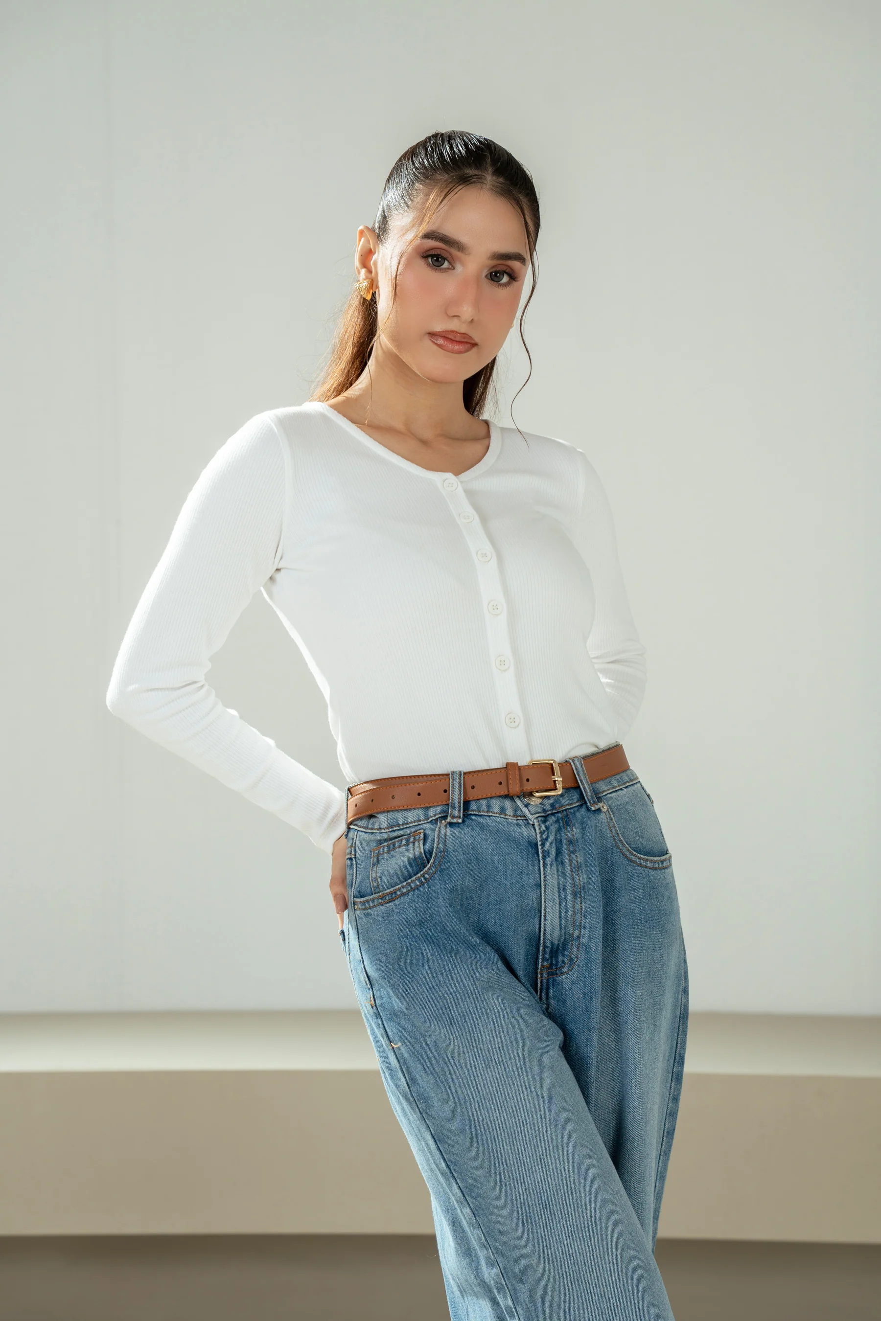 RIBBED KNITTED BUTTON DOWN TOP - Image 2