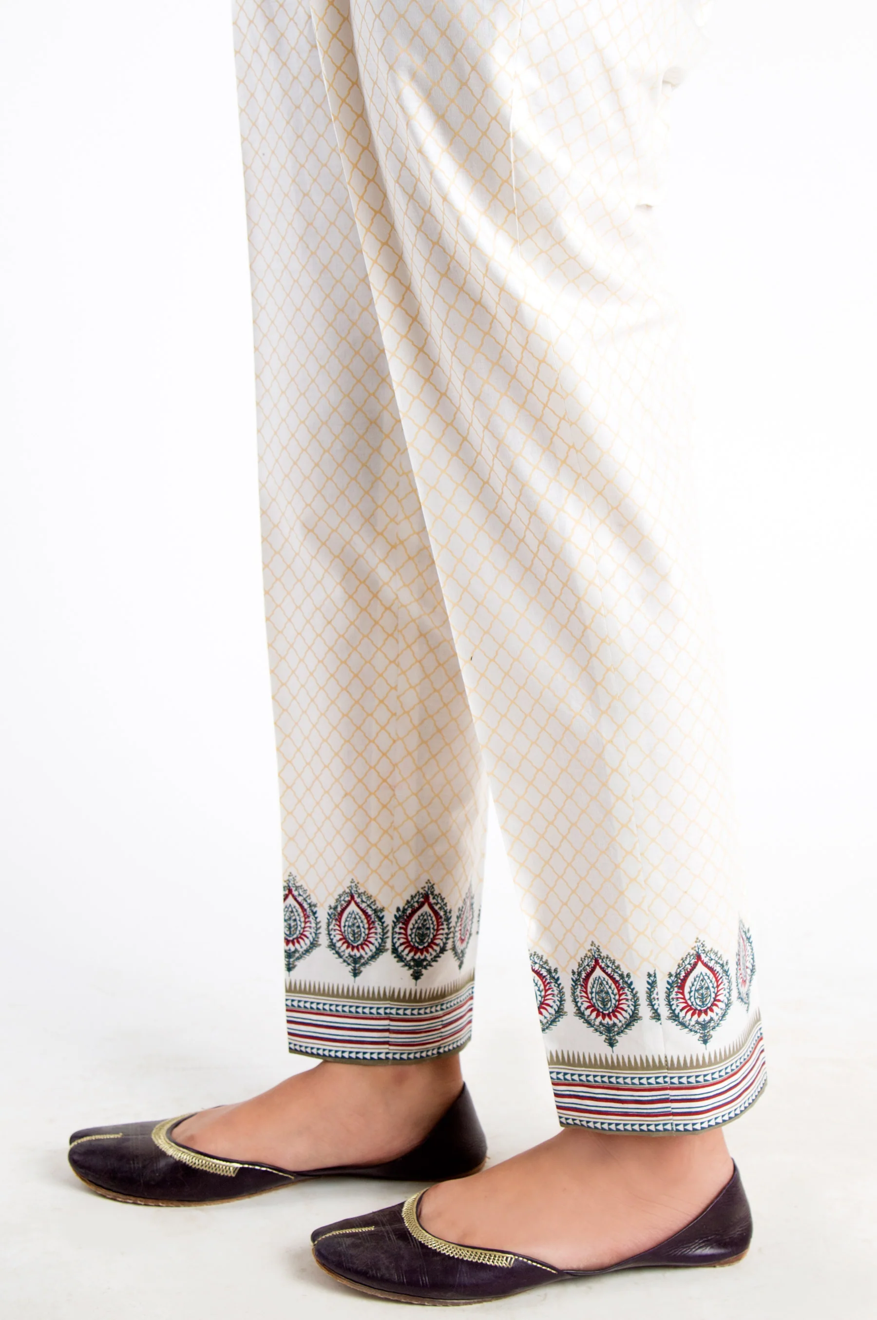 Screen Printed Cigarette Pants - White - Image 2