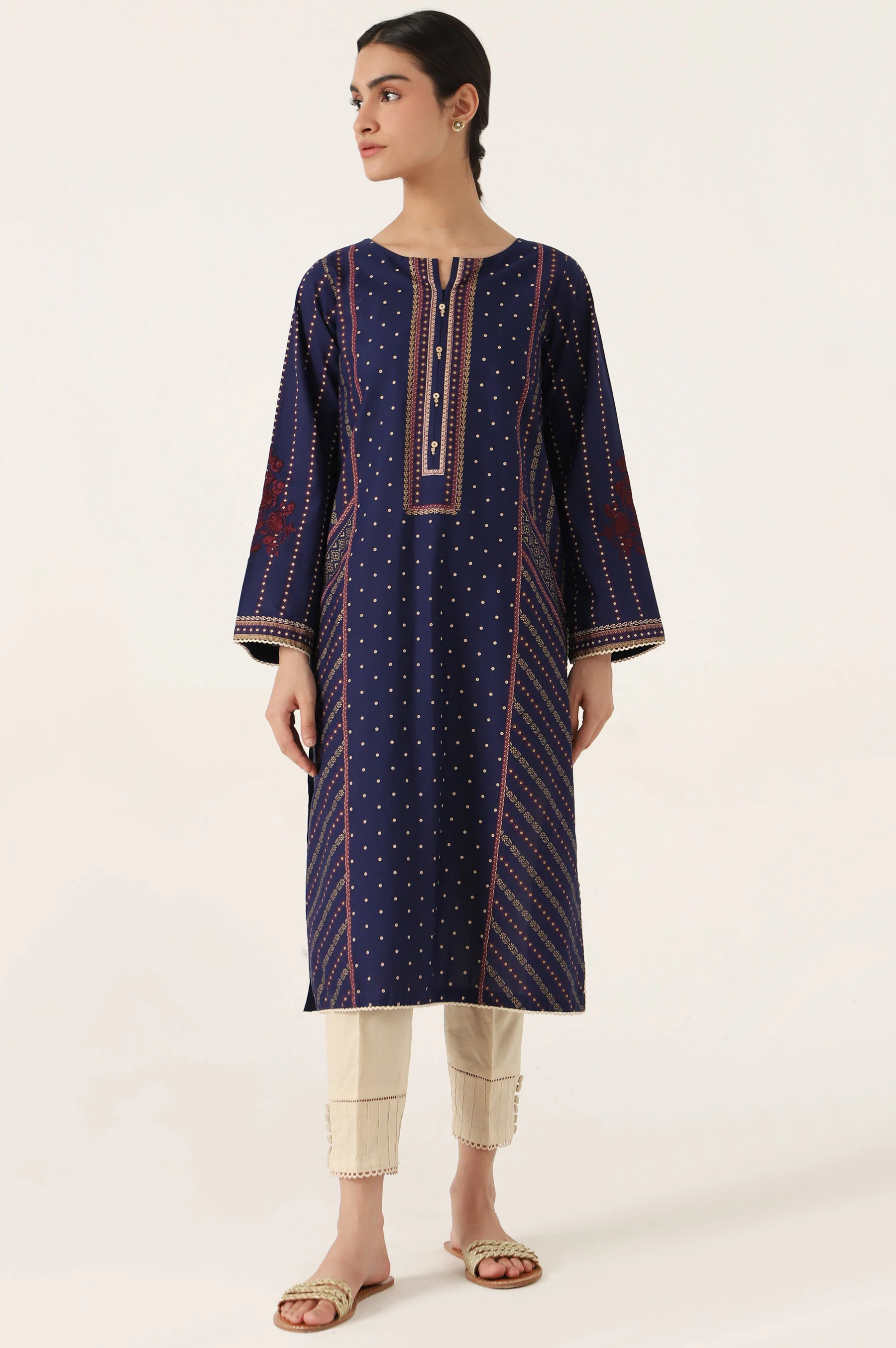 Stitched 1 Piece Embroidered Screen Print Shirt - Image 2
