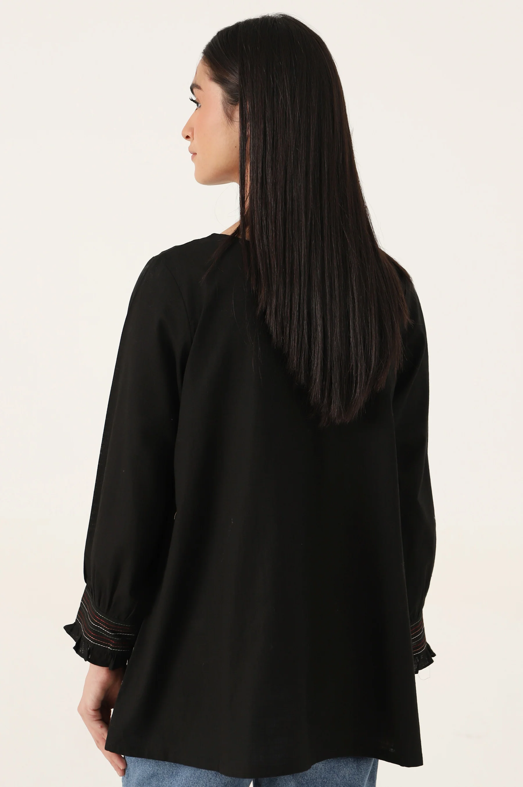 Stitched 1 Piece Embroidered Cotton Slub Top - Image 6