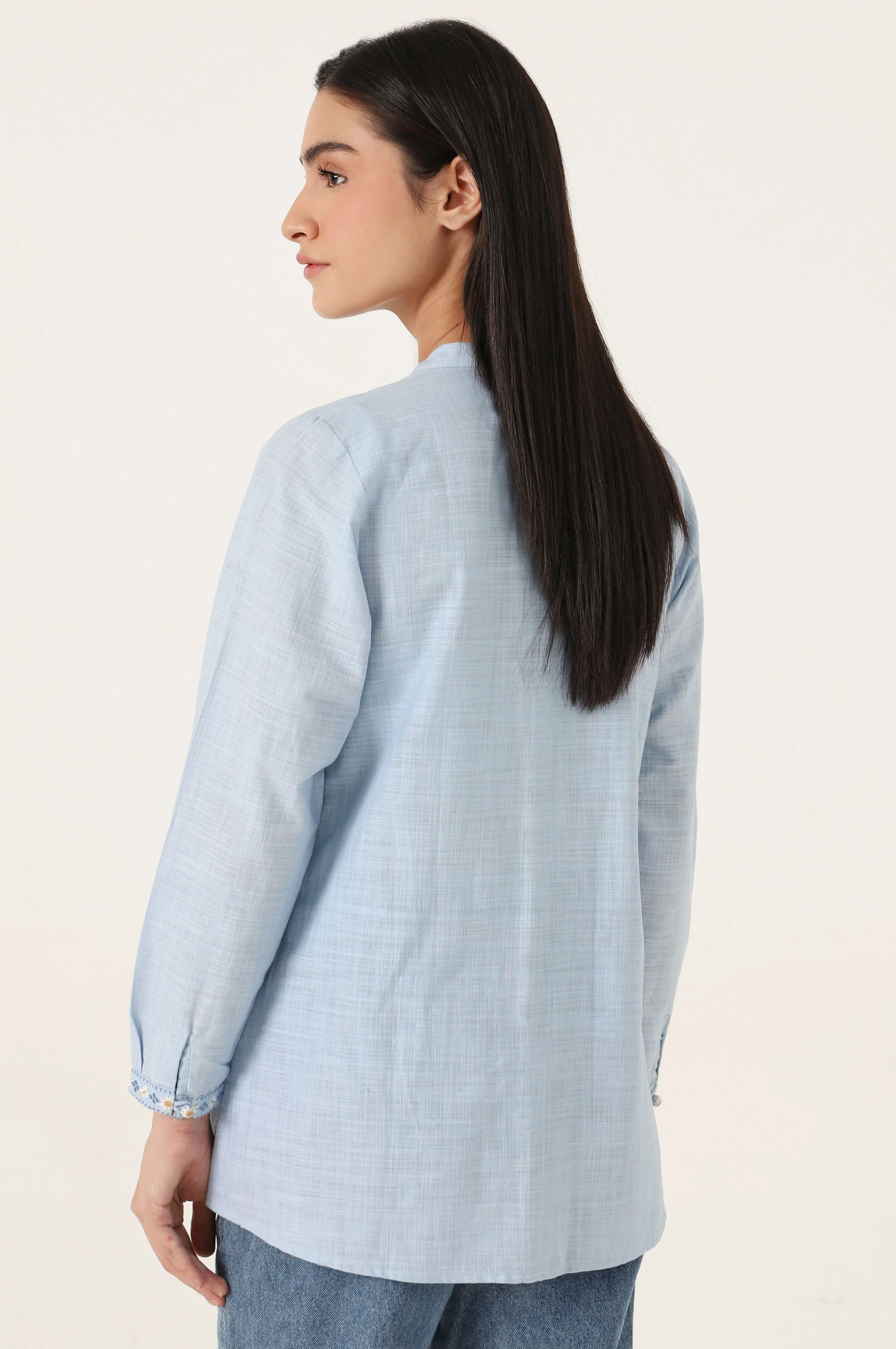 Stitched 1 Piece Embroidered Cotton Slub Top - Image 4