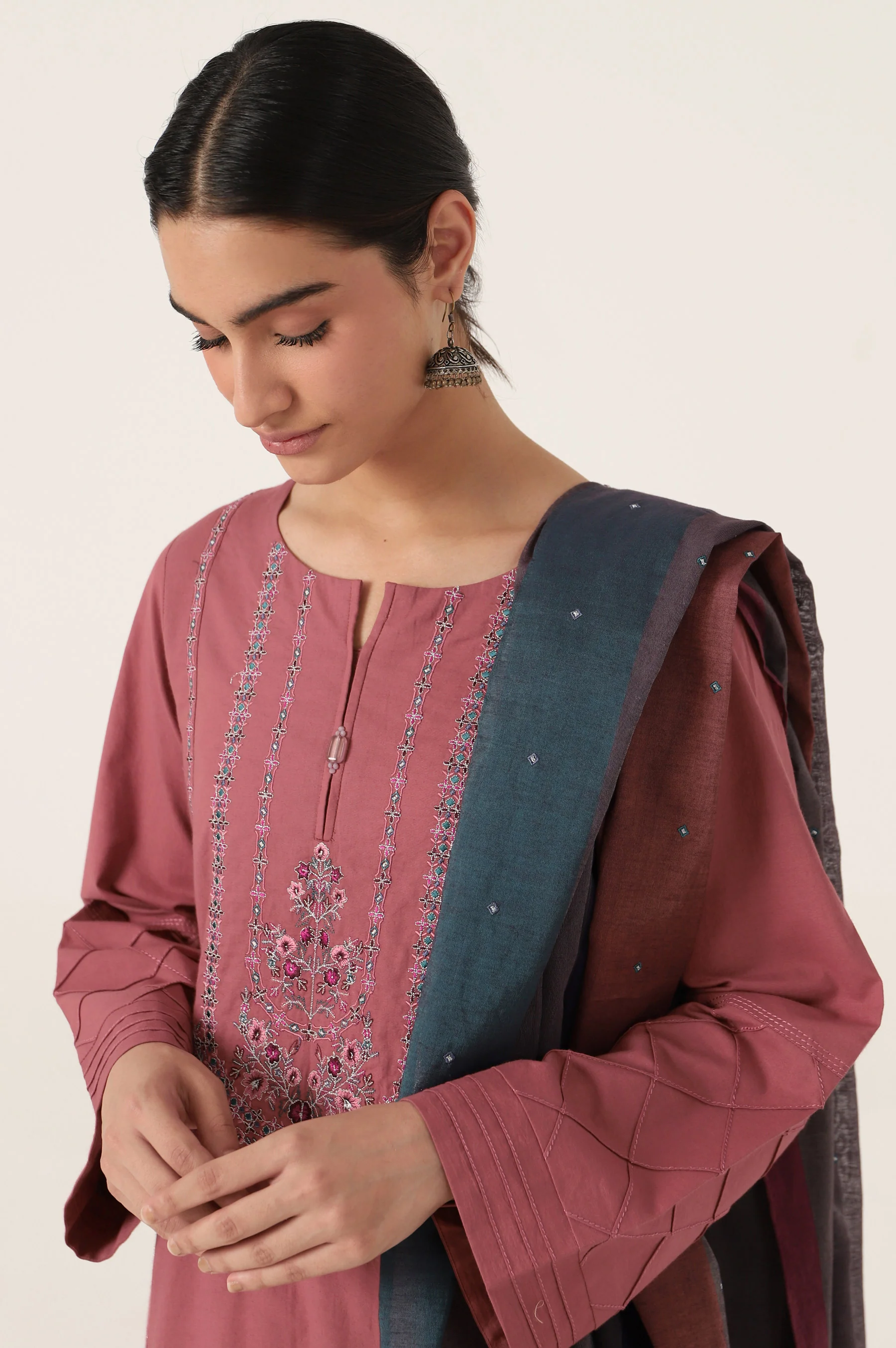 Stitched 2 Piece Embroidered Cambric Suit - Image 2