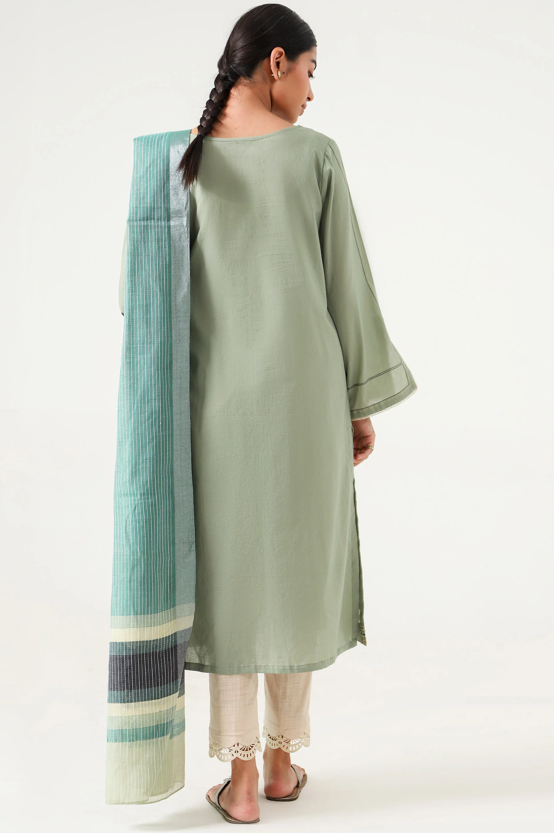 Stitched 2 Piece Embroidered Cambric Suit - Image 5