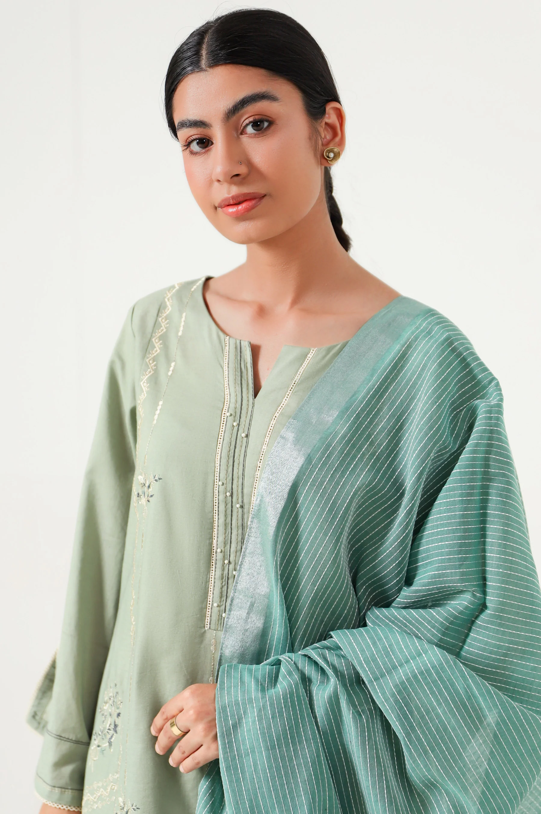 Stitched 2 Piece Embroidered Cambric Suit - Image 6