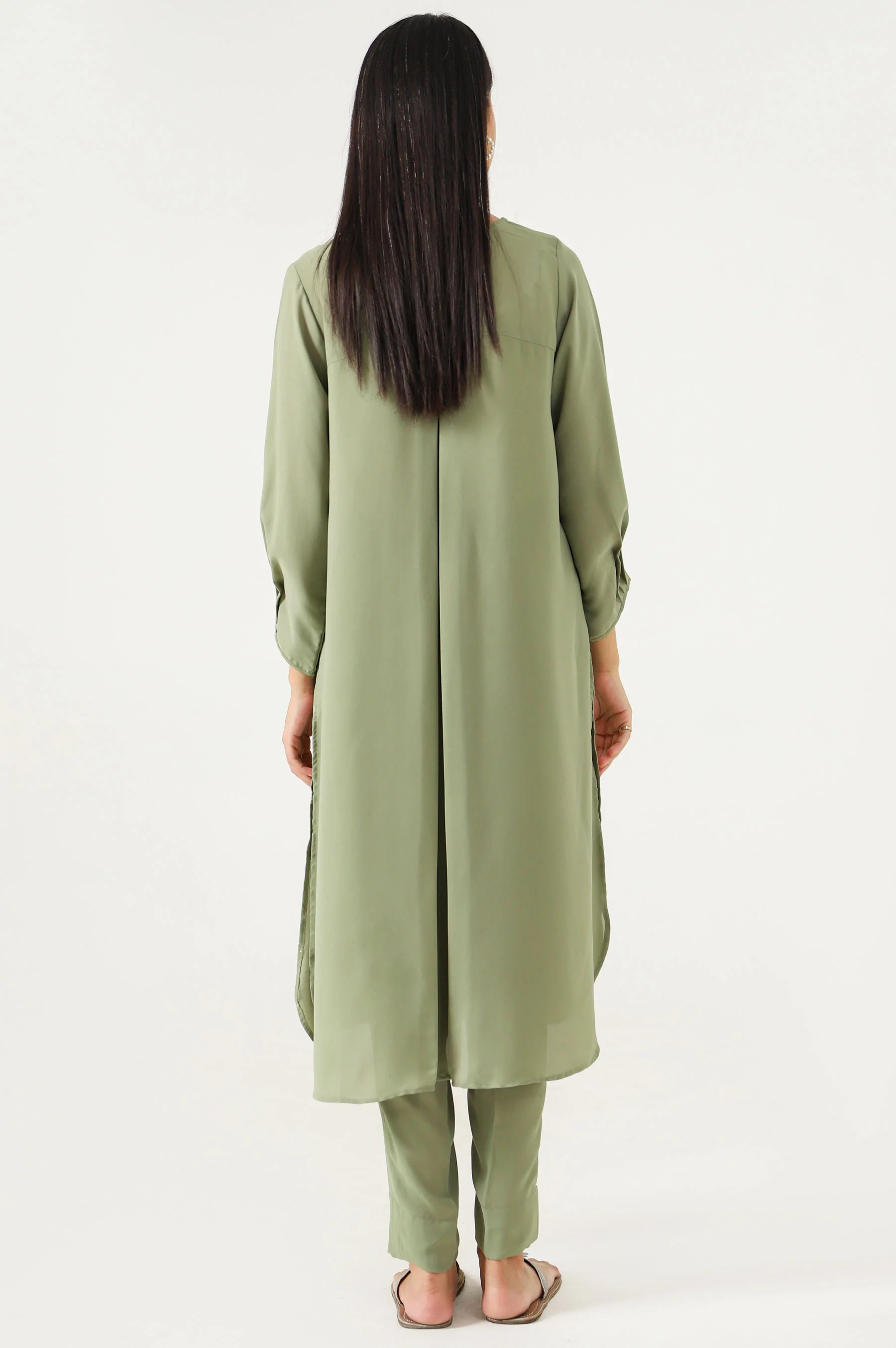 Stitched 2 Piece Embroidered Crepe Suit - Image 2