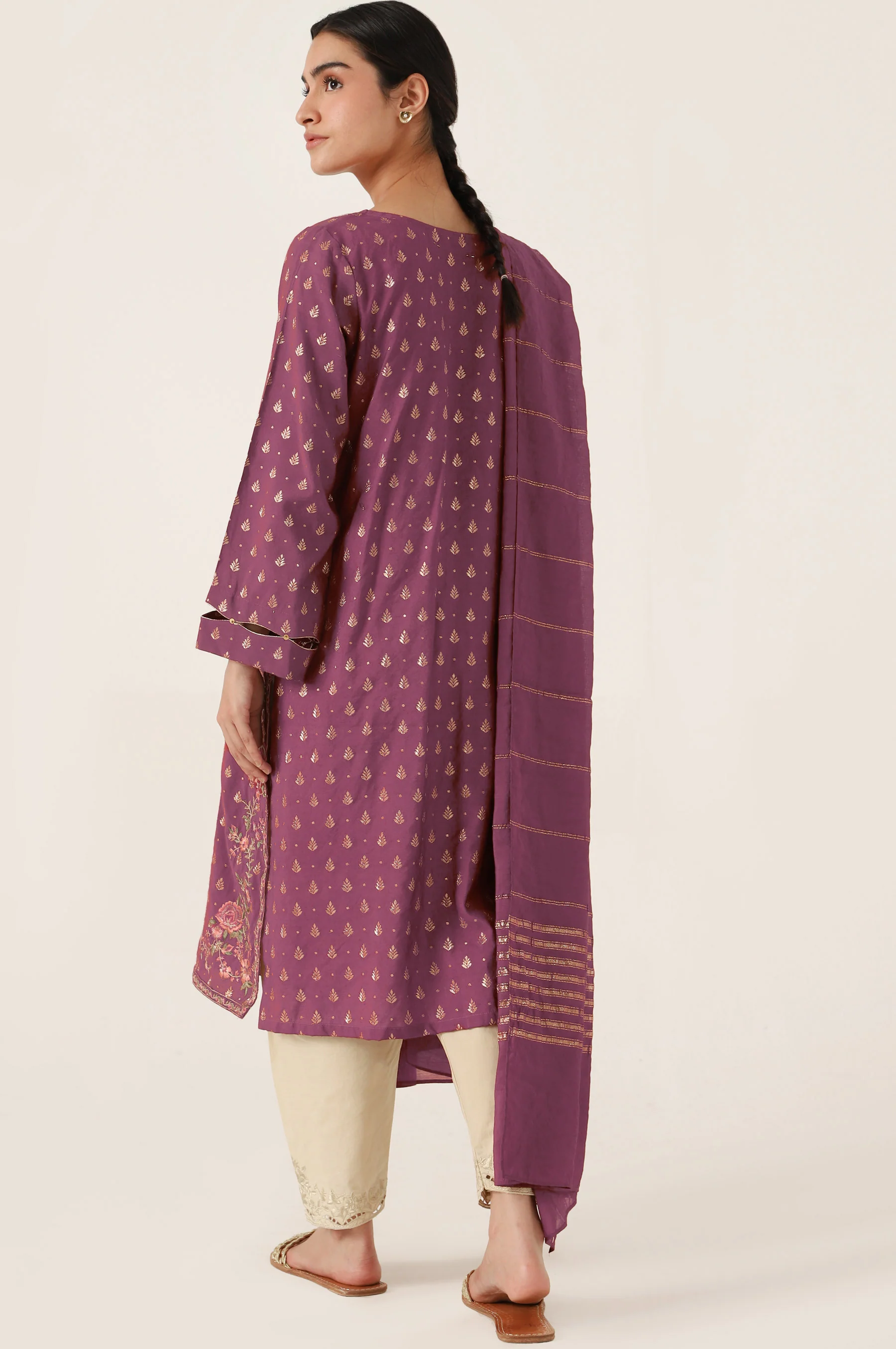Stitched 2 Piece Embroidered Jacquard Suit - Image 5