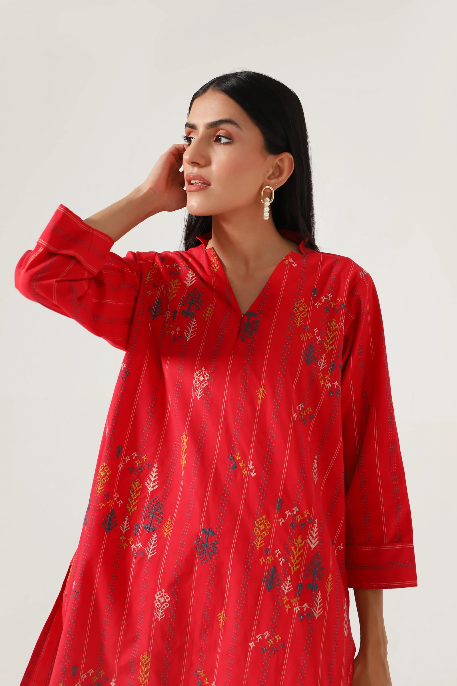 Stitched 2 Piece Embroidered Yarn Dyed Suit - Image 2