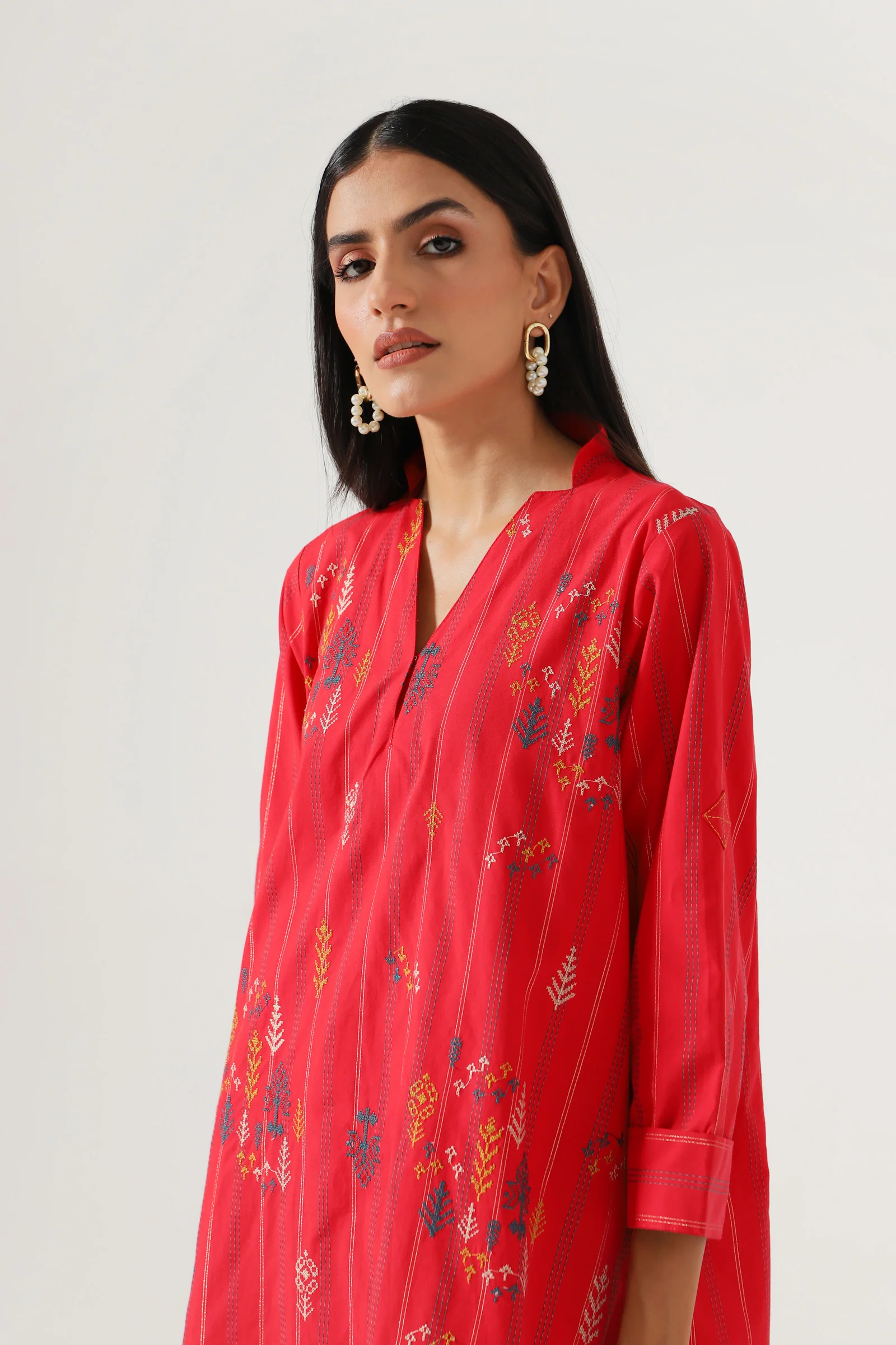Stitched 2 Piece Embroidered Yarn Dyed Suit - Image 4