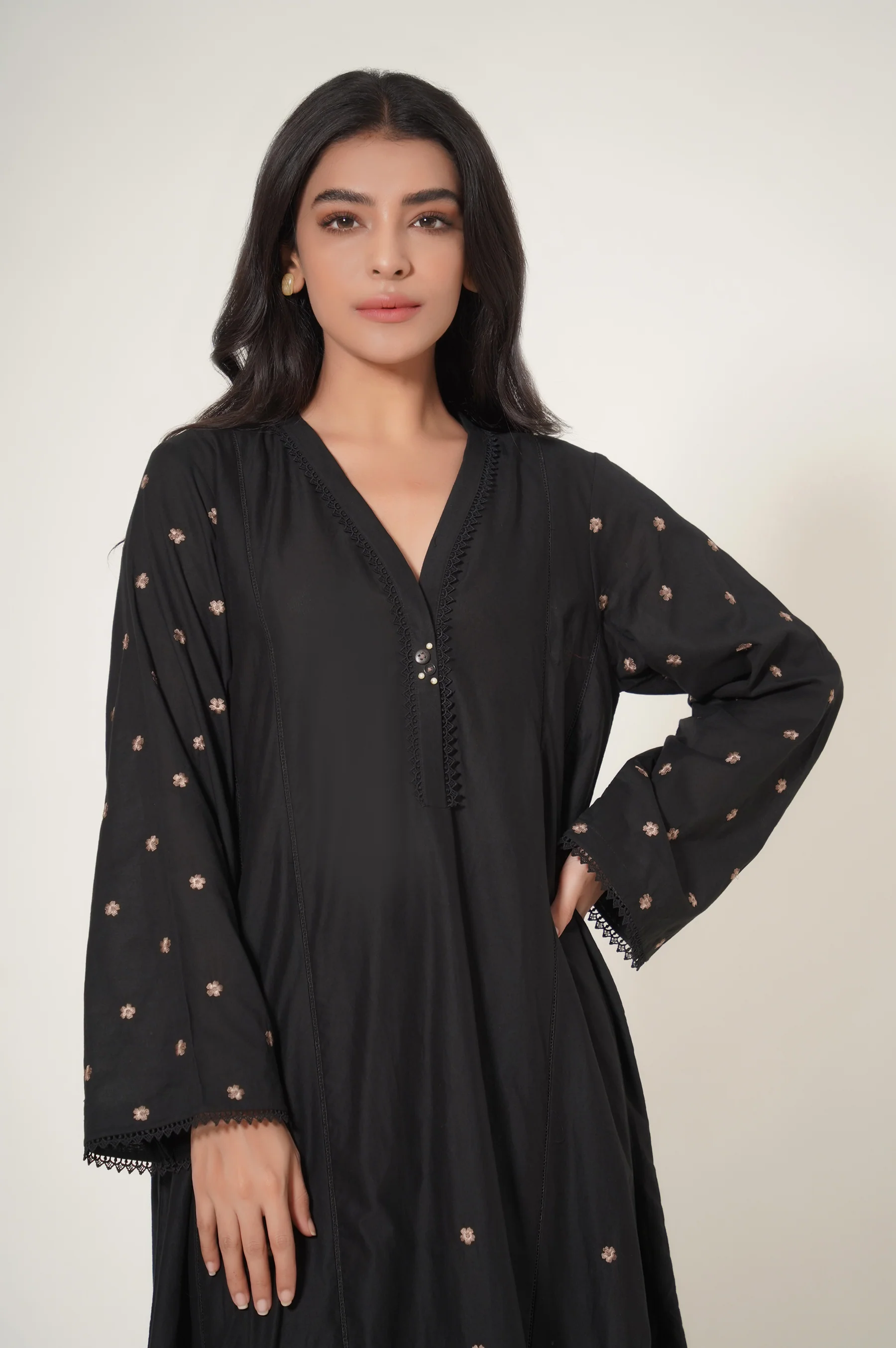 Stitched 1 Piece Cambric Embroidered Shirt - Image 5