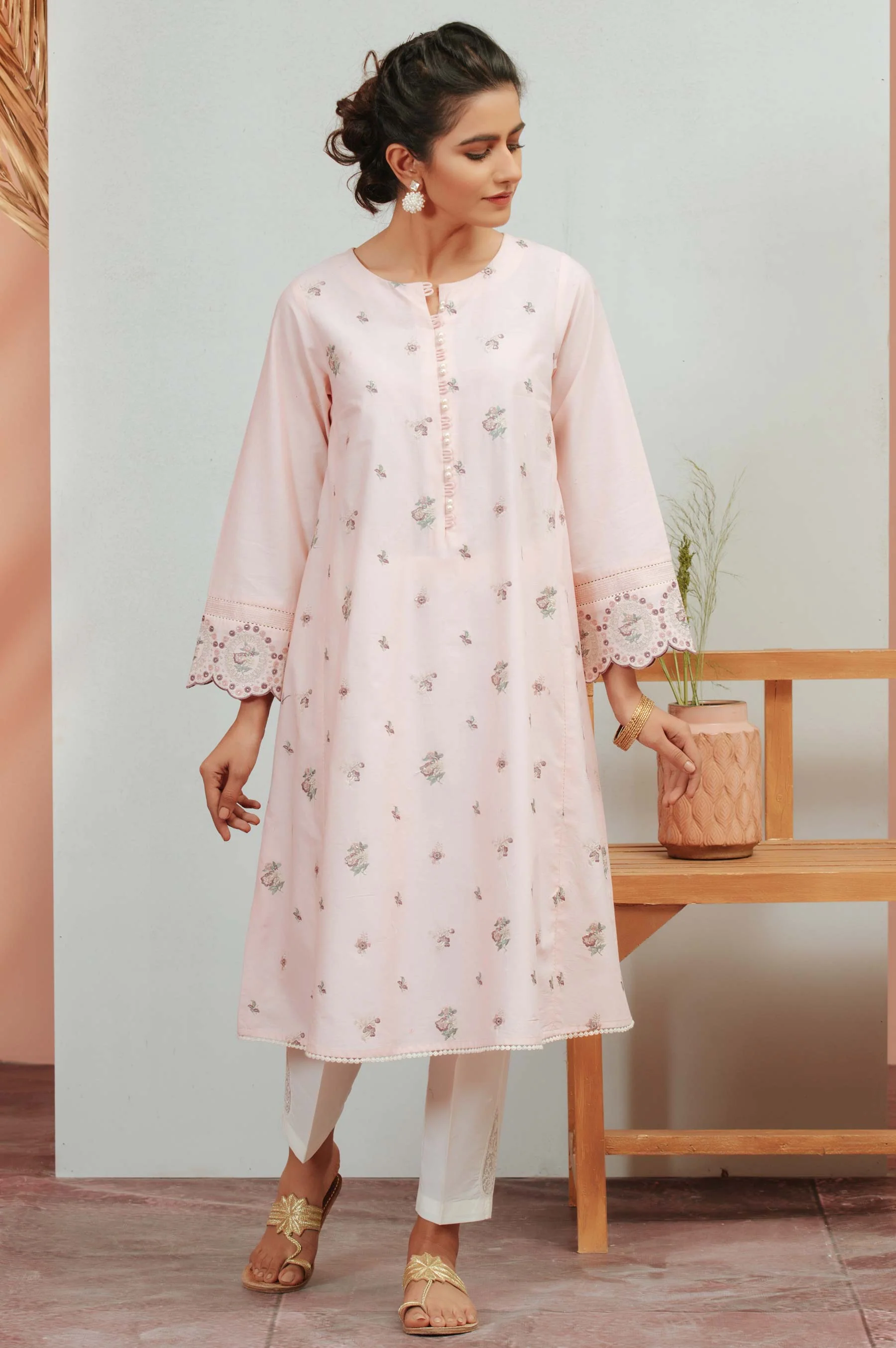 Stitched 1 Piece Cambric Embroidered Shirt - Image 2