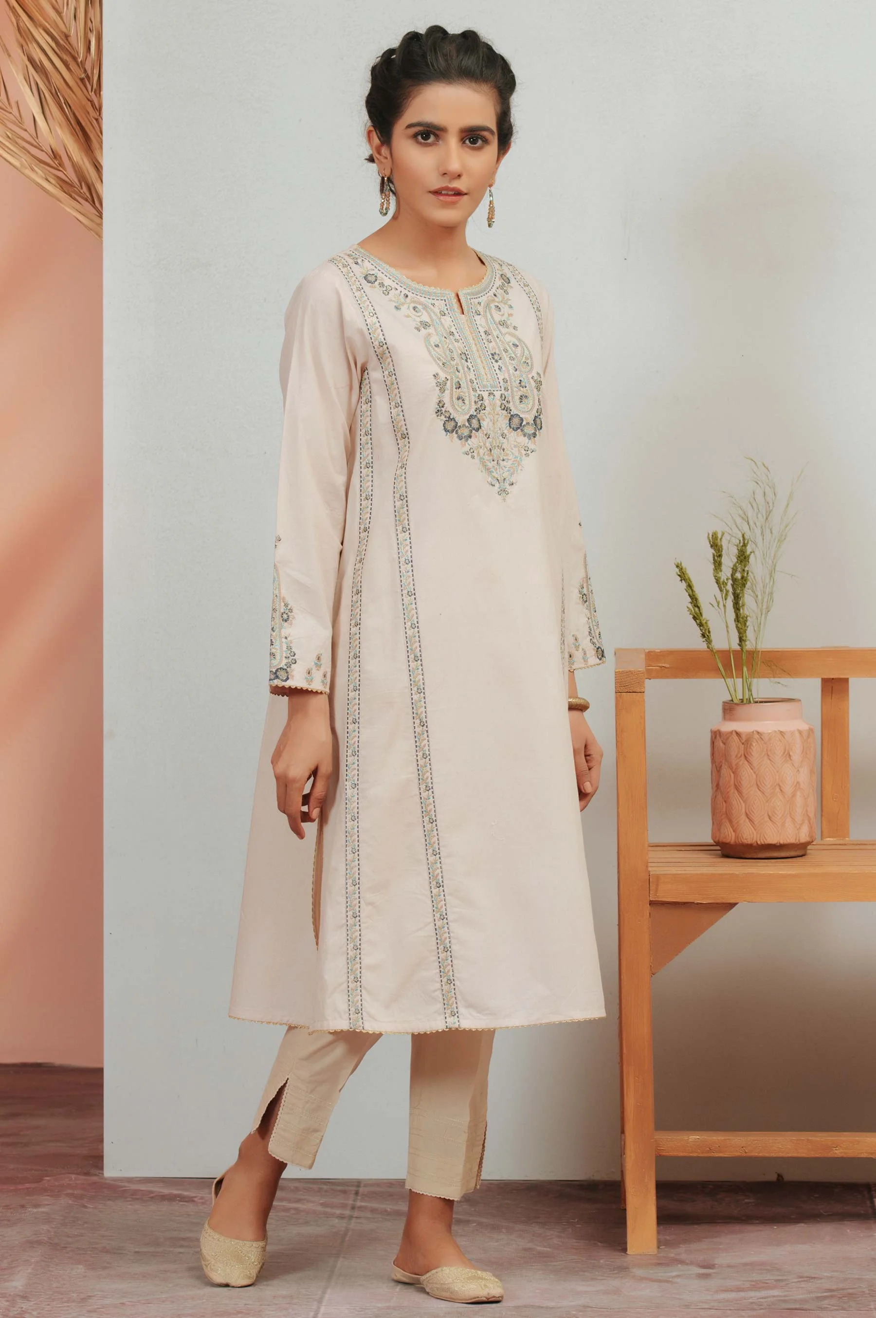 Stitched 1 Piece Cambric Embroidered Shirt
