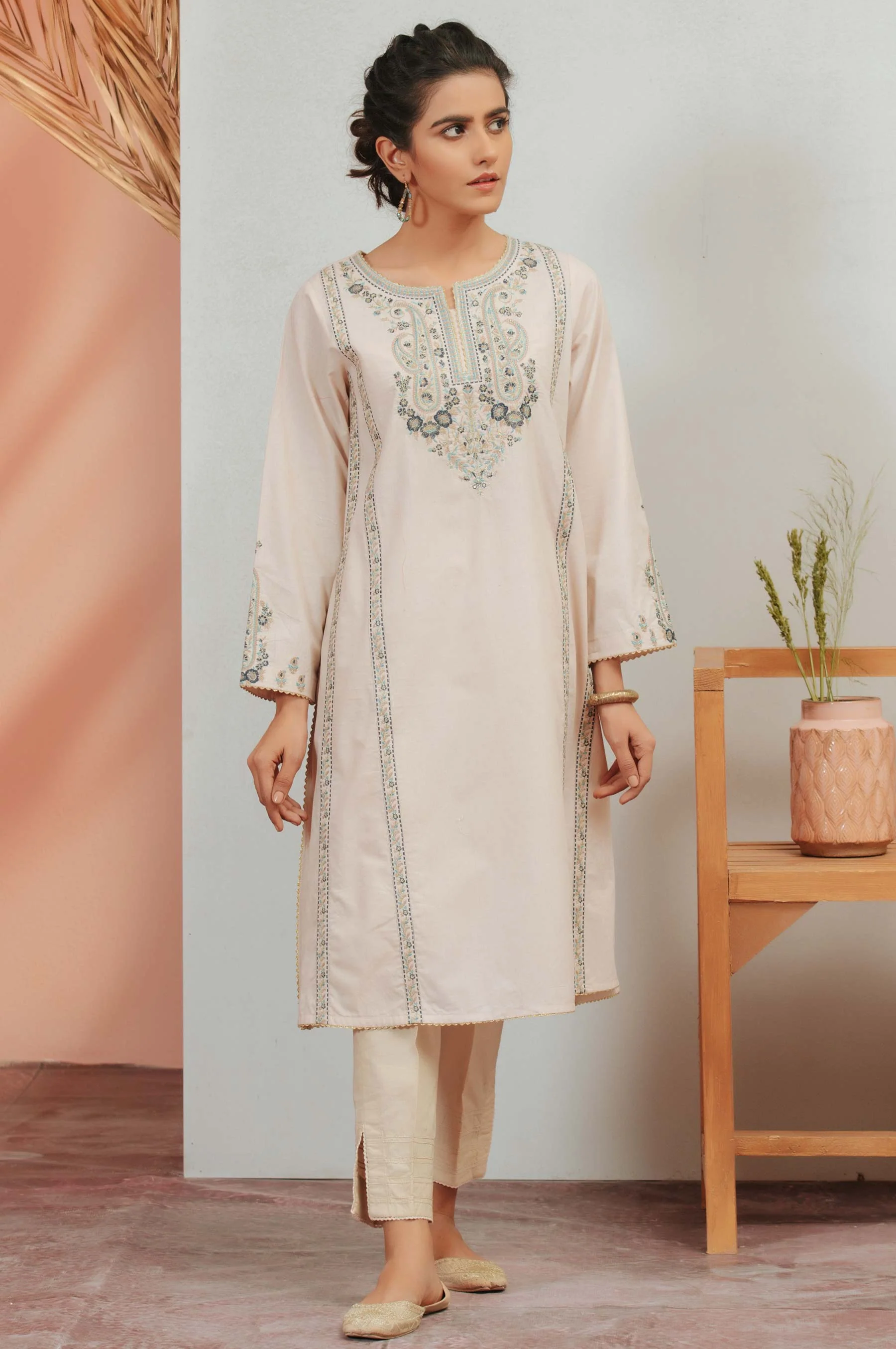 Stitched 1 Piece Cambric Embroidered Shirt - Image 2