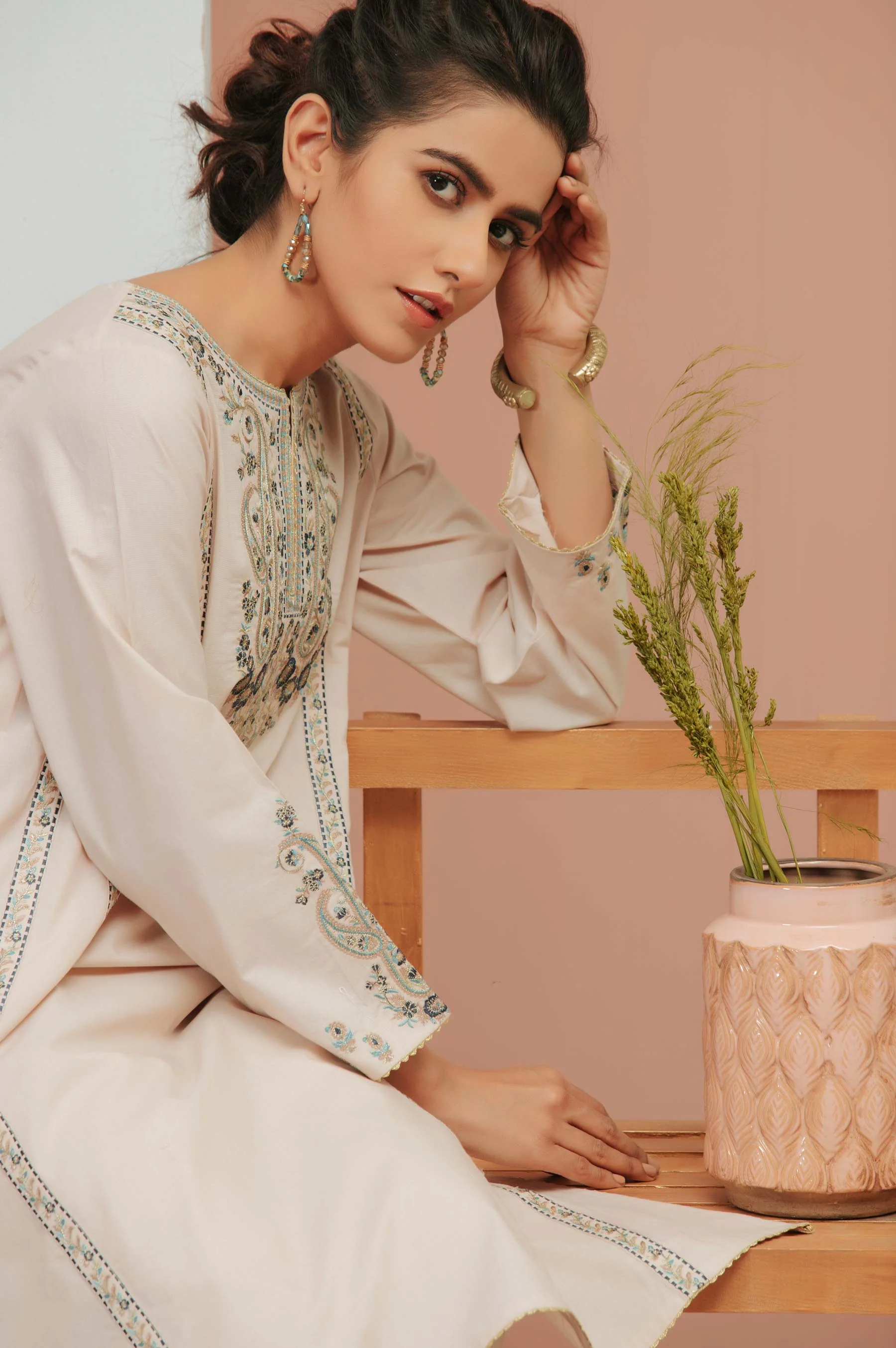 Stitched 1 Piece Cambric Embroidered Shirt - Image 5
