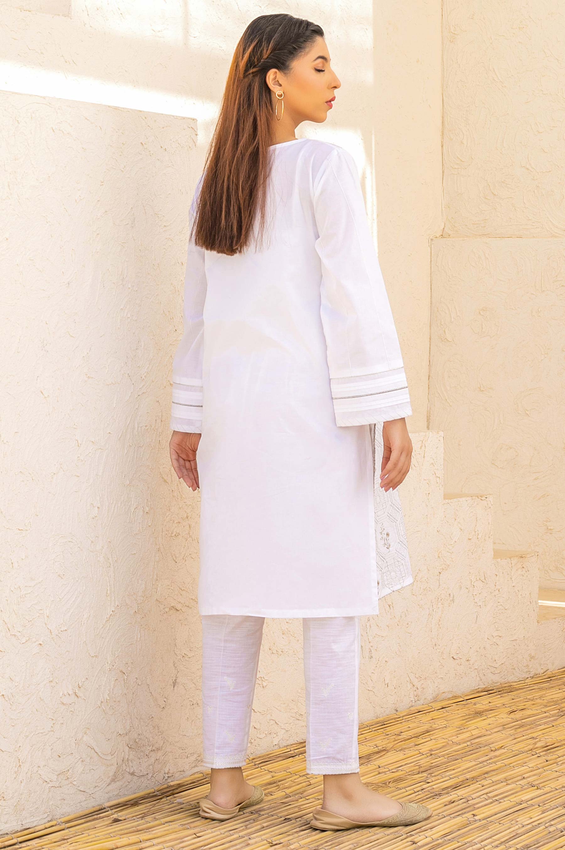 Stitched 1 Piece Embroidered Cambric Top - Image 3