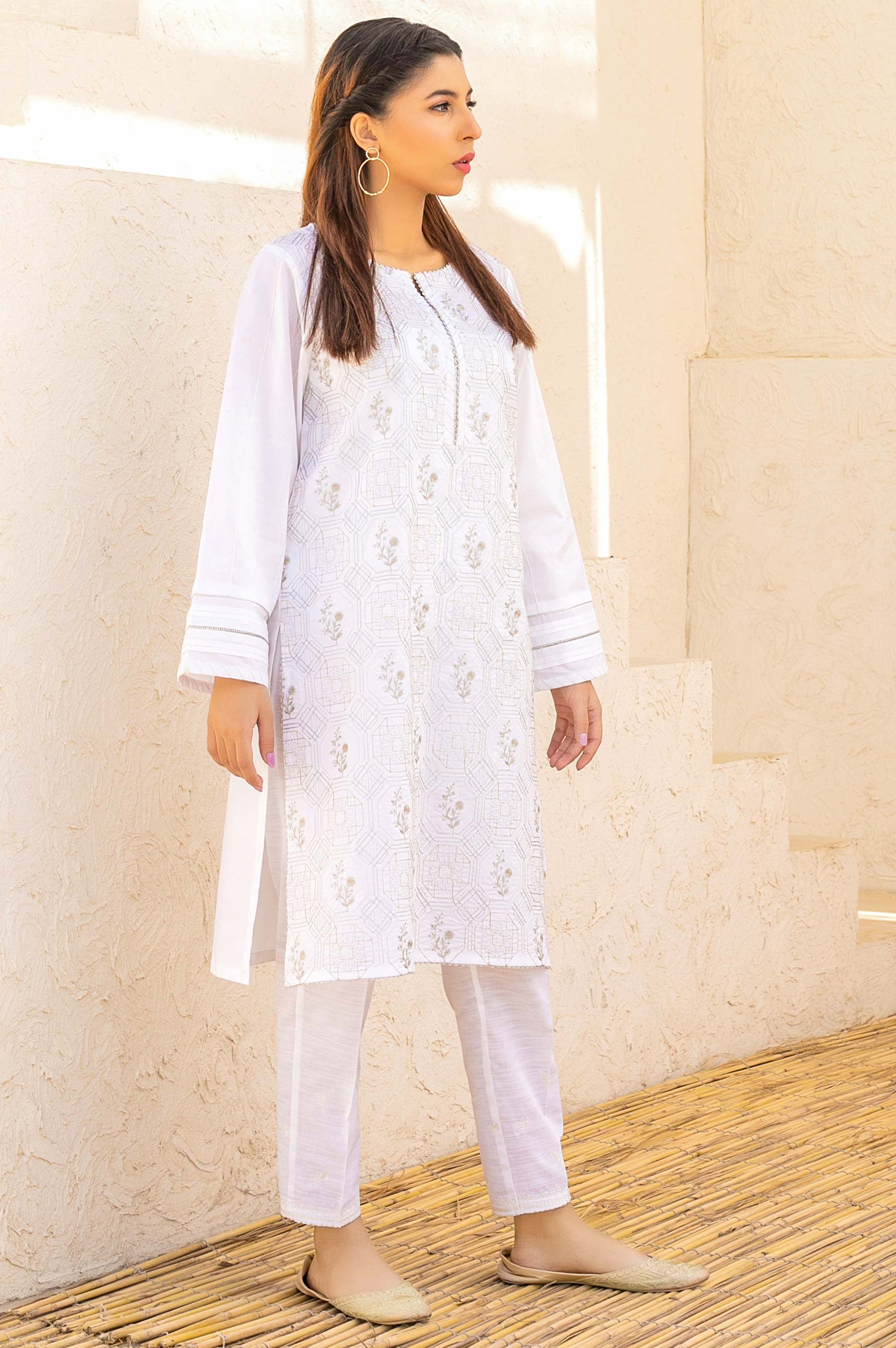 Stitched 1 Piece Embroidered Cambric Top - Image 5