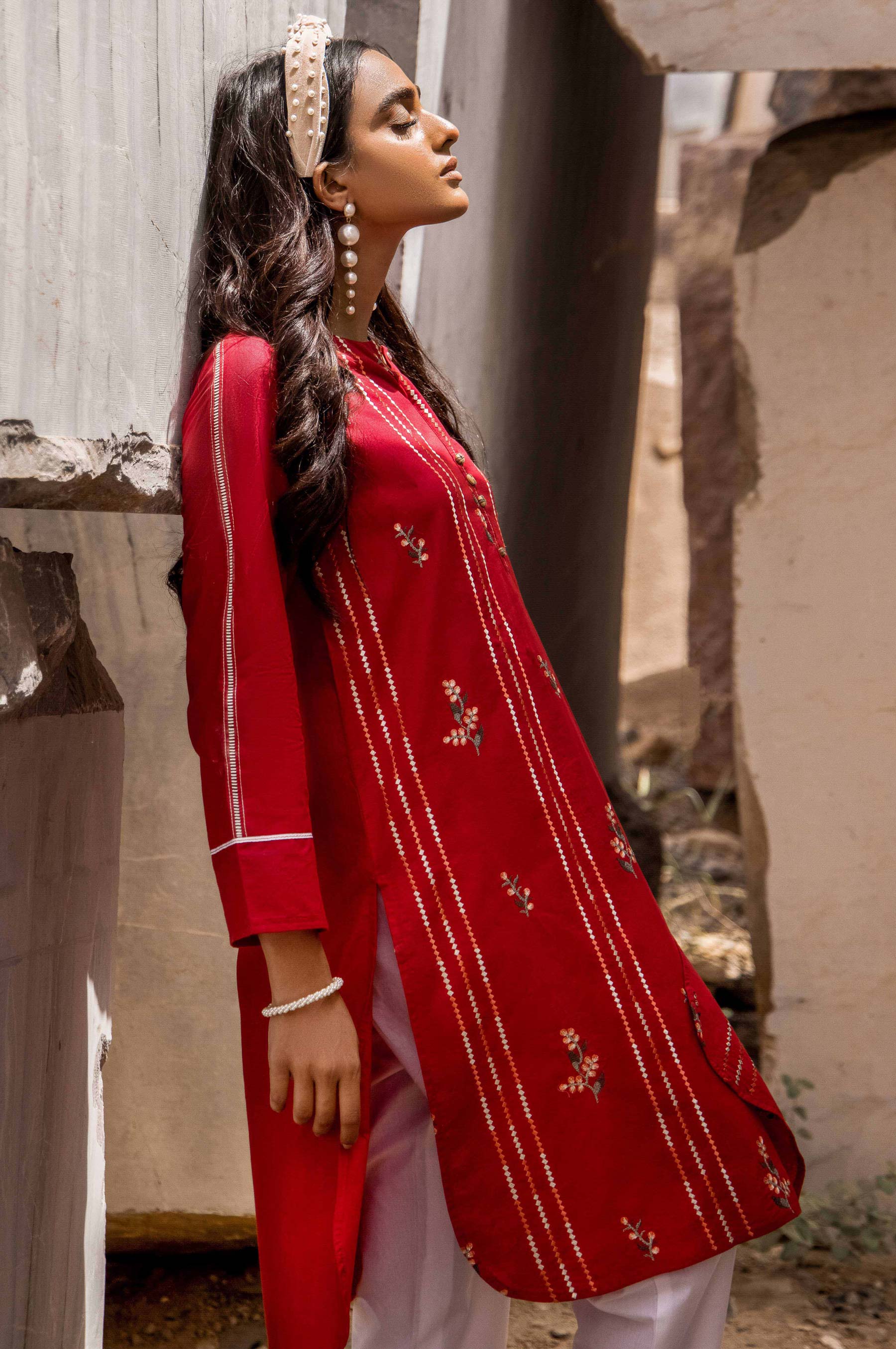 Stitched 1 Piece Embroidered Cambric Shirt - Image 4