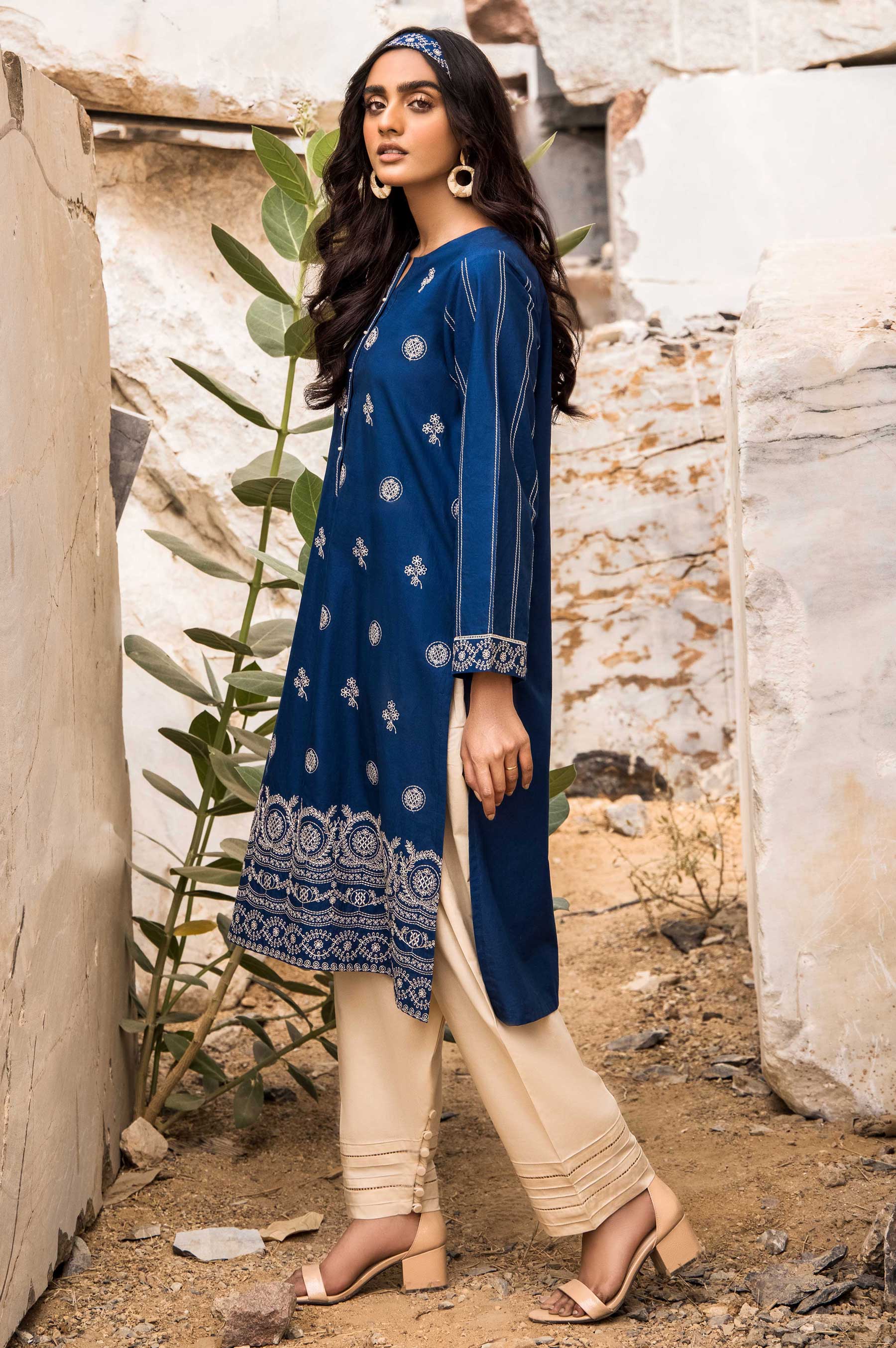 Stitched 1 Piece Embroidered Cambric Shirt - Image 3