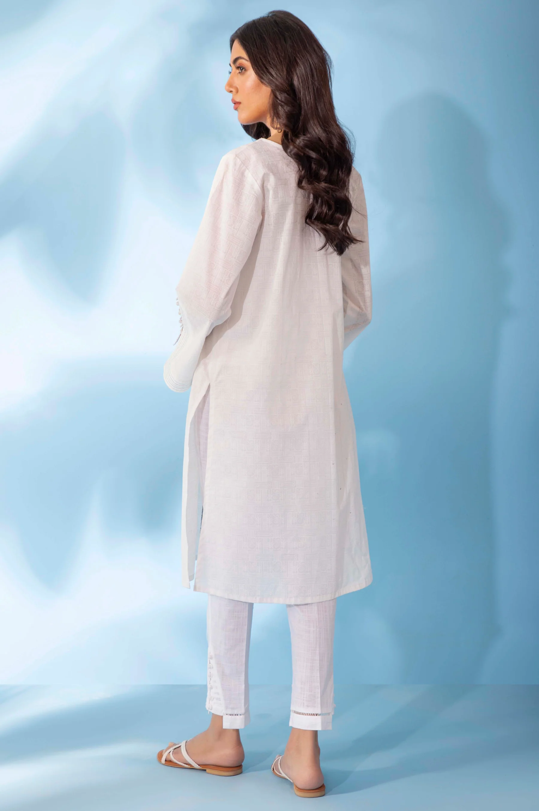 Stitched 1 Piece White Paste Embroidered Shirt - Image 2