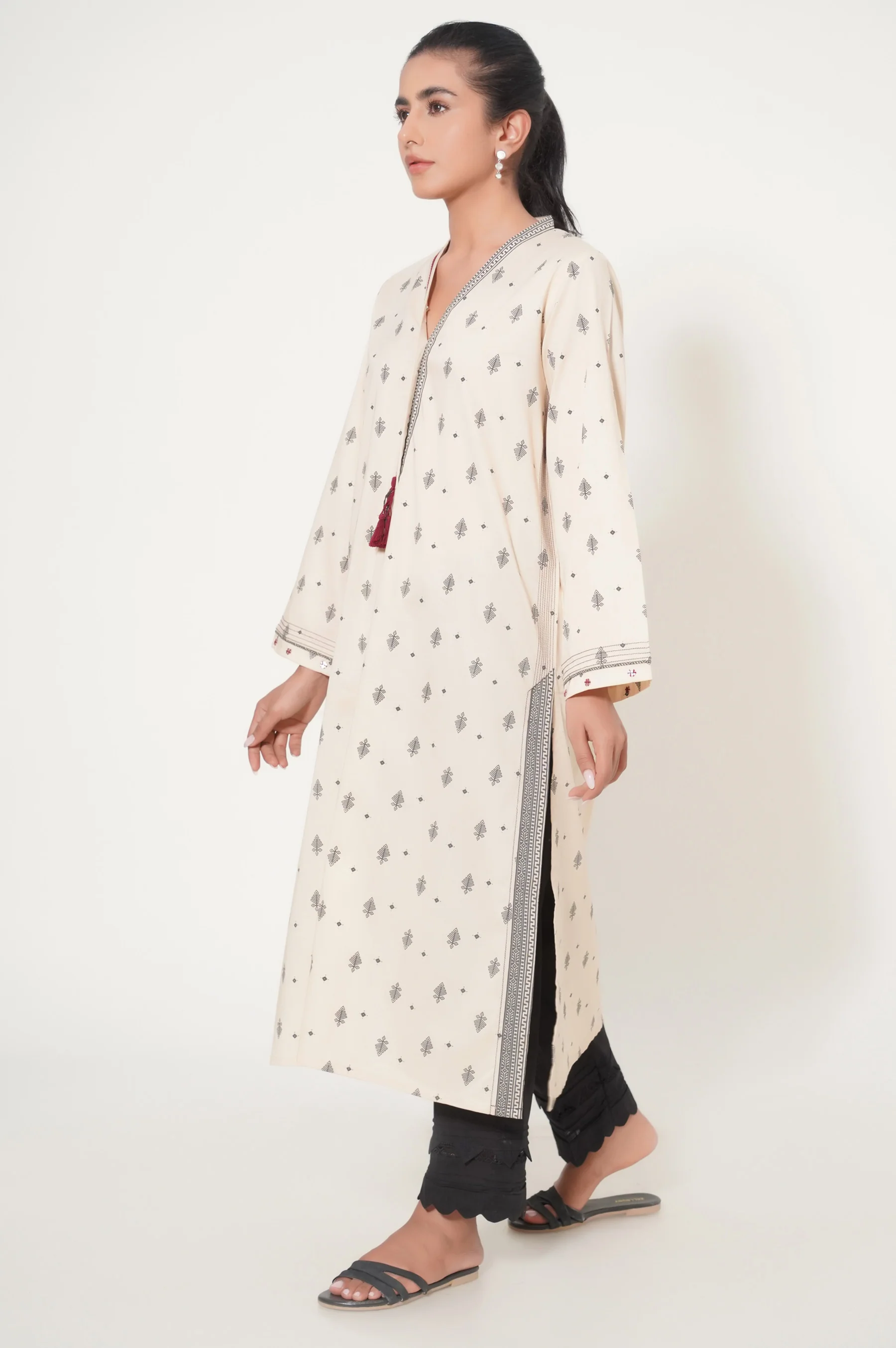 Stitched 1 Piece Puff Printed Cambric Shirt - Image 3