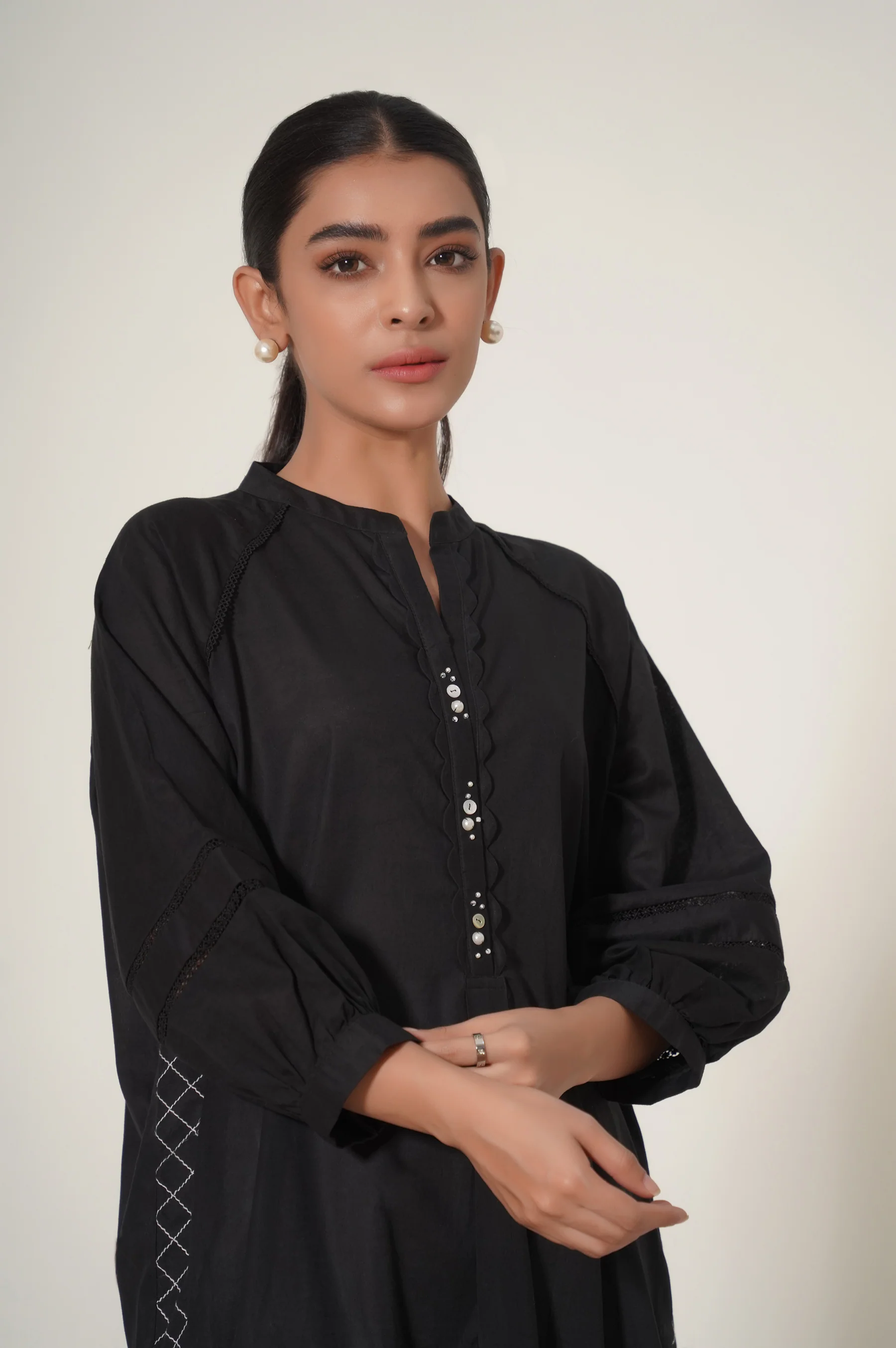 Stitched 1 Piece Cambric Embroidered Shirt - Image 5
