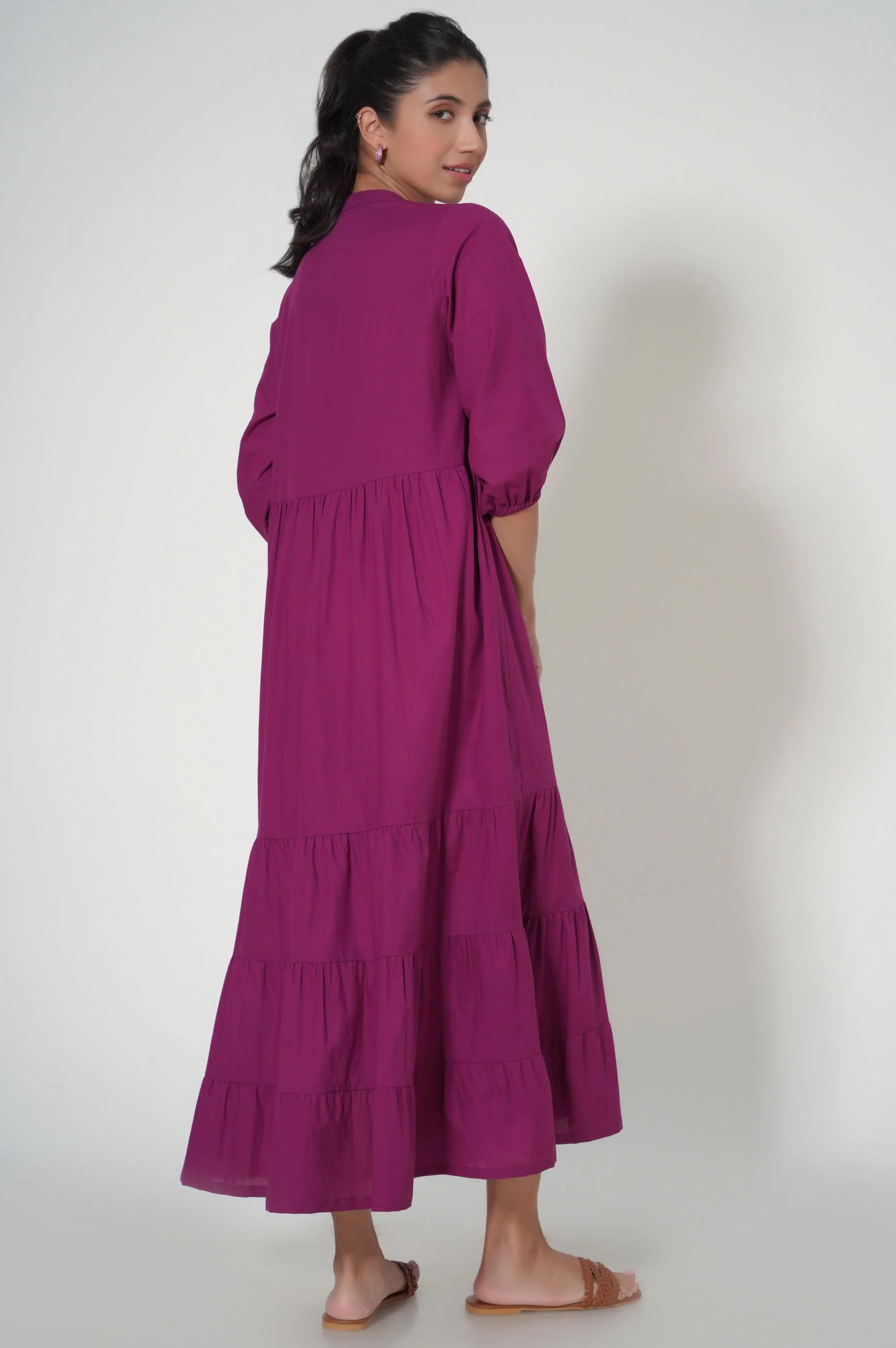 Stitched 1 Piece Cambric Long Dress - Image 5