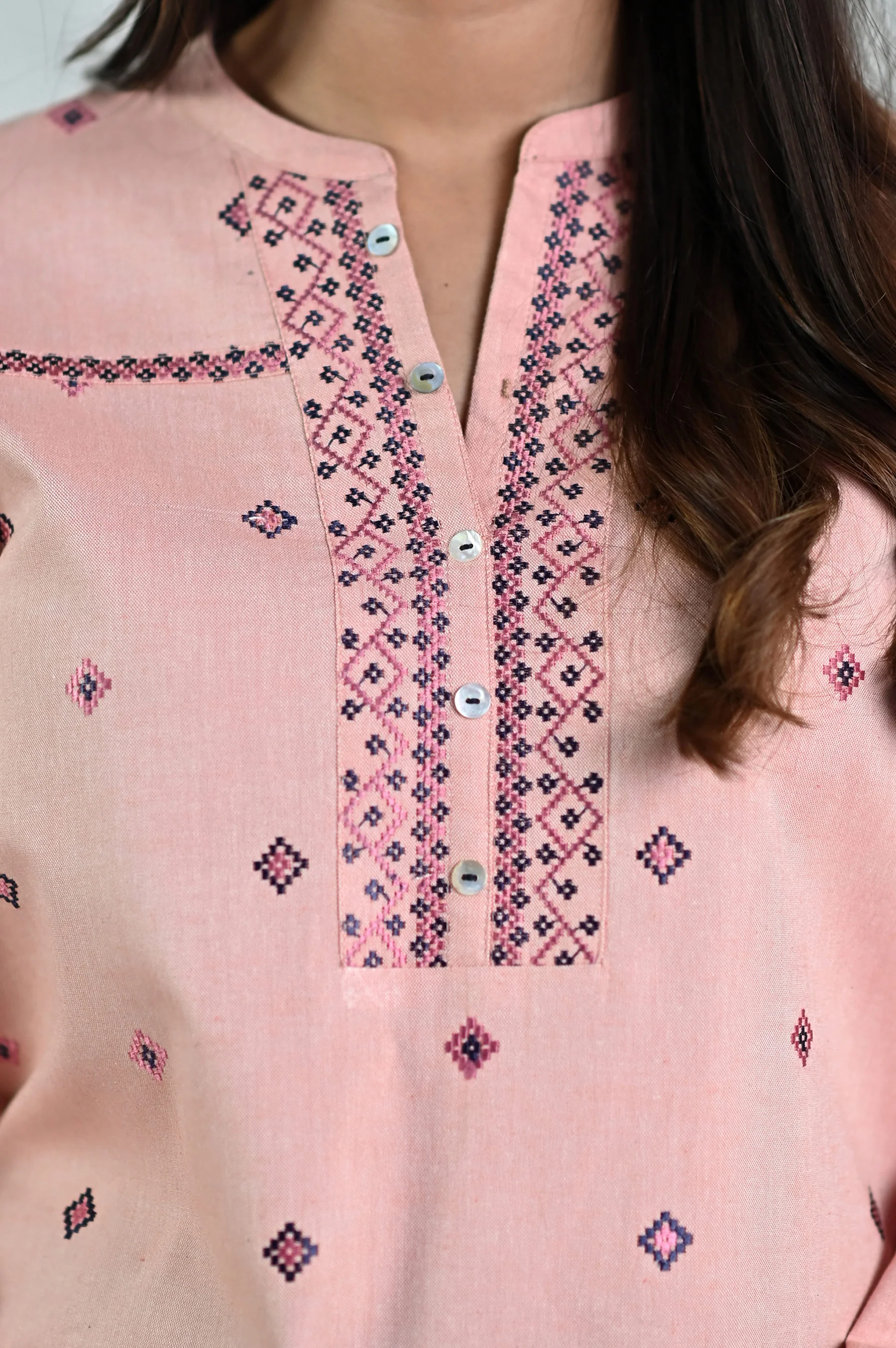 Stitched 1 Piece Embroidered Fushion Top - Image 6