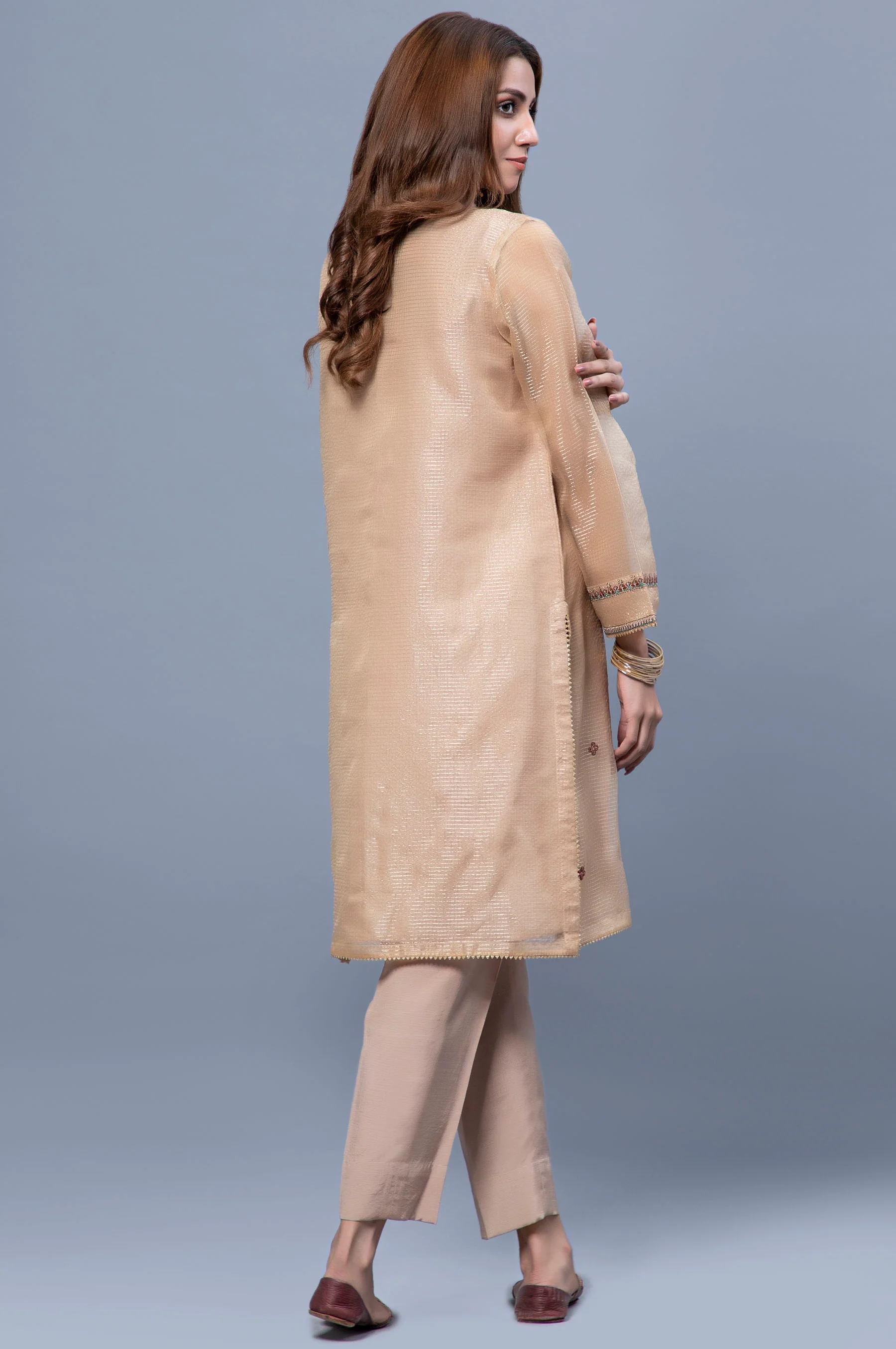 Stitched 1 Piece Organza Embroidered Shirt - Image 2
