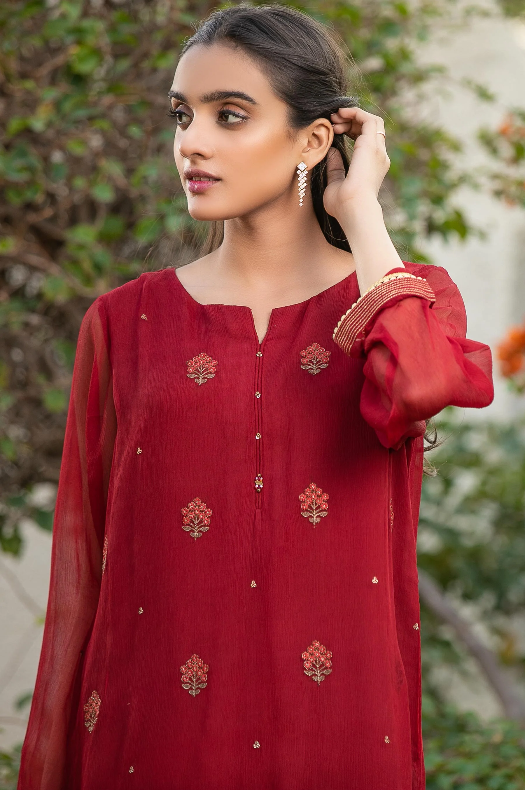 Stitched 1 Piece Chiffon Embroidered Shirt - Image 4