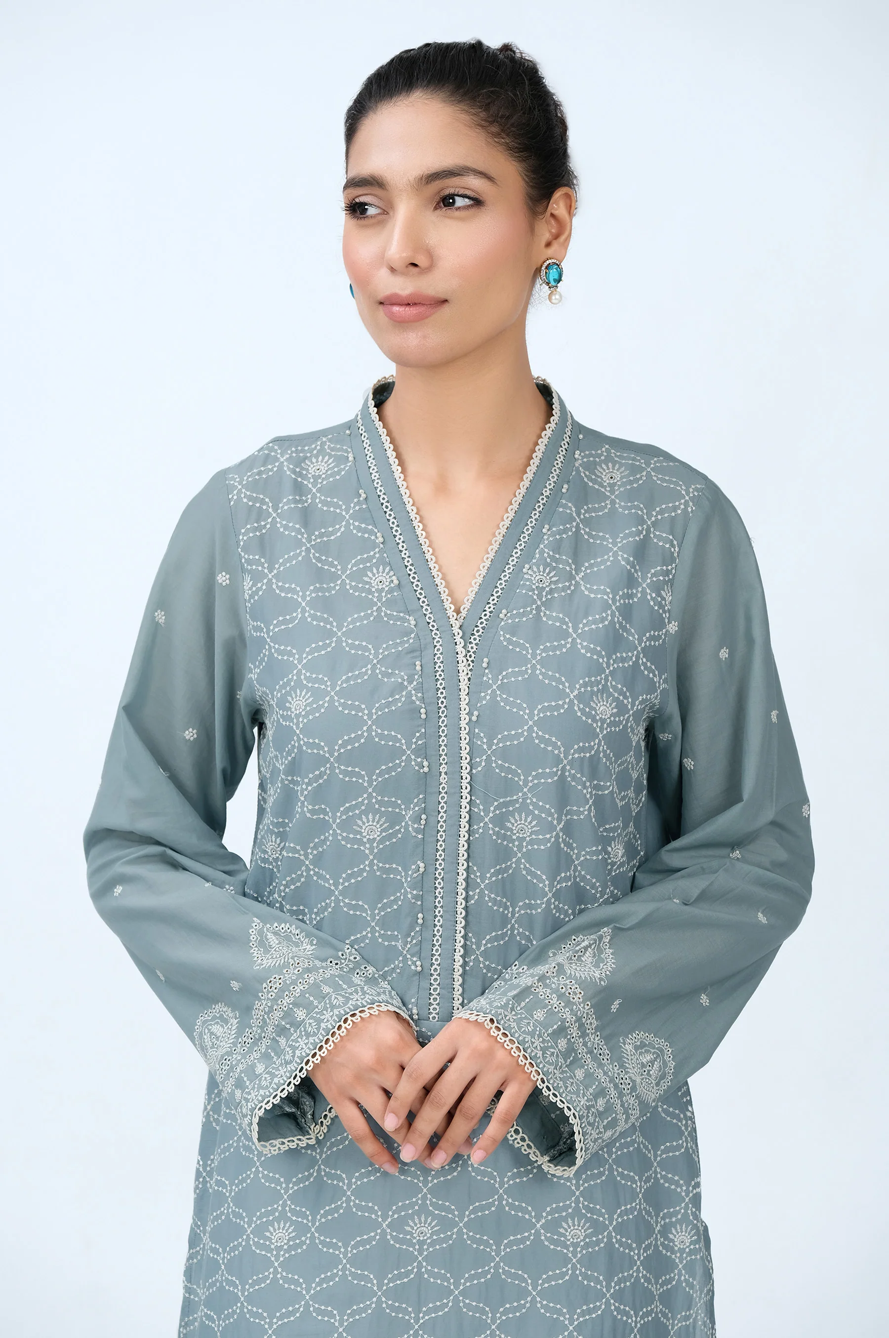 Stitched 1 Piece Chikankari Lawn Shirt - Image 5