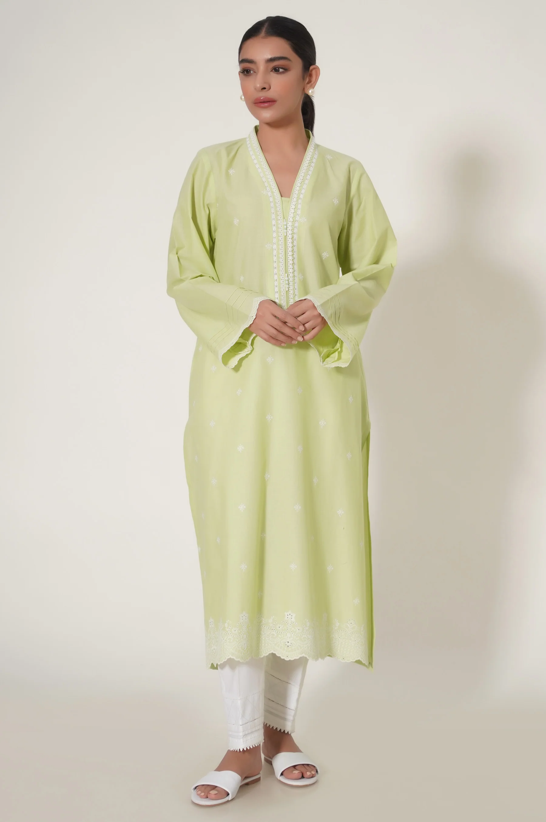 Stitched 1 Piece Embroidered Chikankari Shirt - Image 5