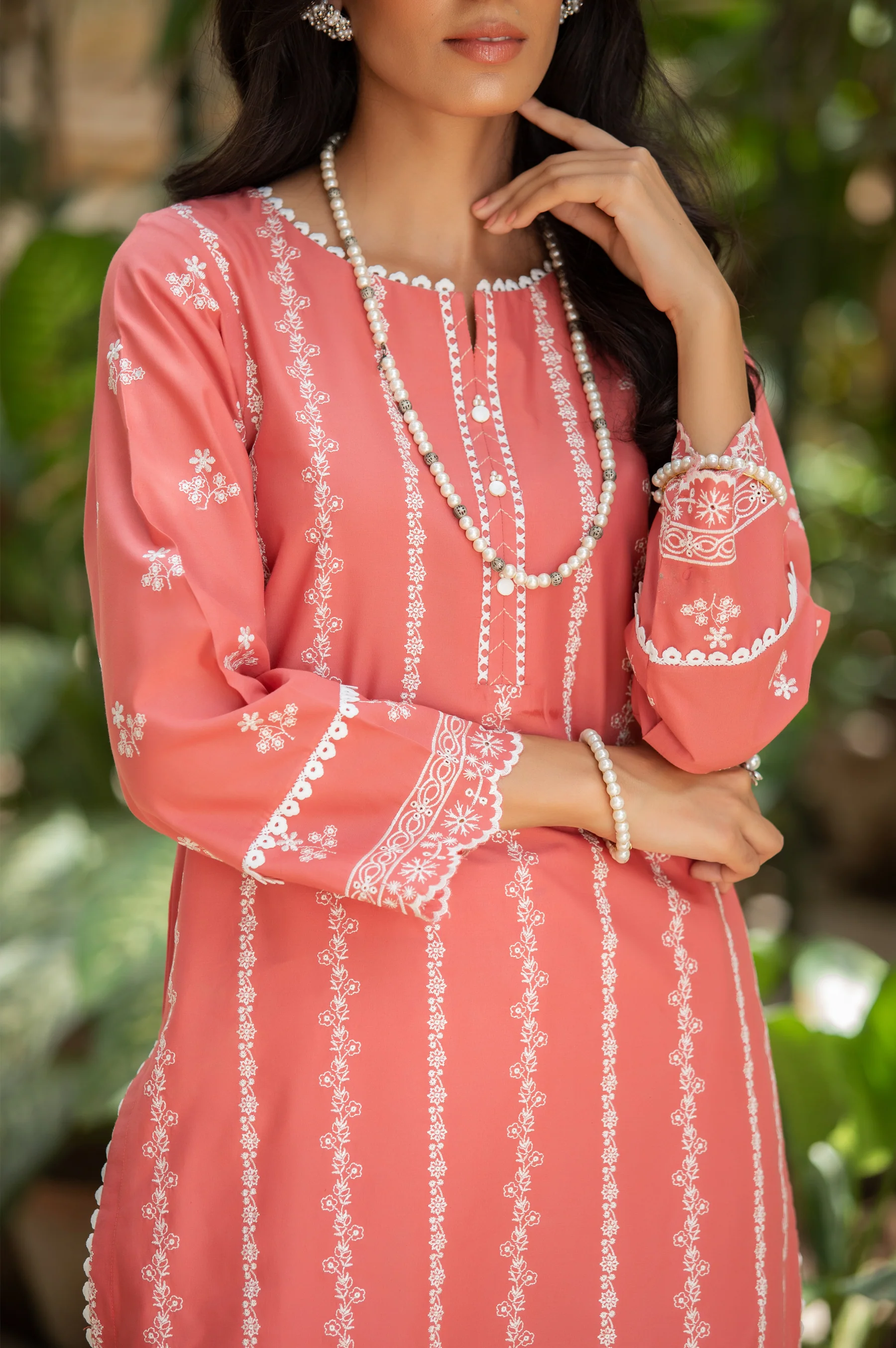 Stitched 1 Piece Chikankari Cambric Shirt - Image 6