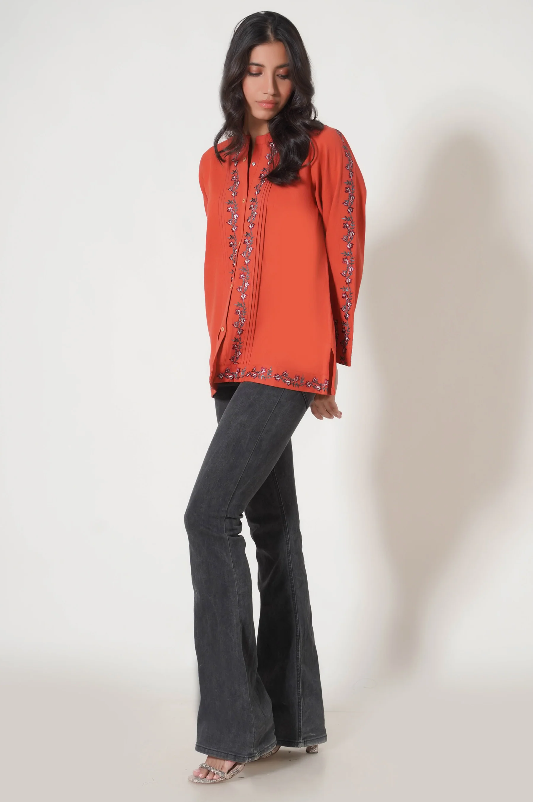 Stitched 1 Piece Embroidered Cottle Fusion Top - Image 3