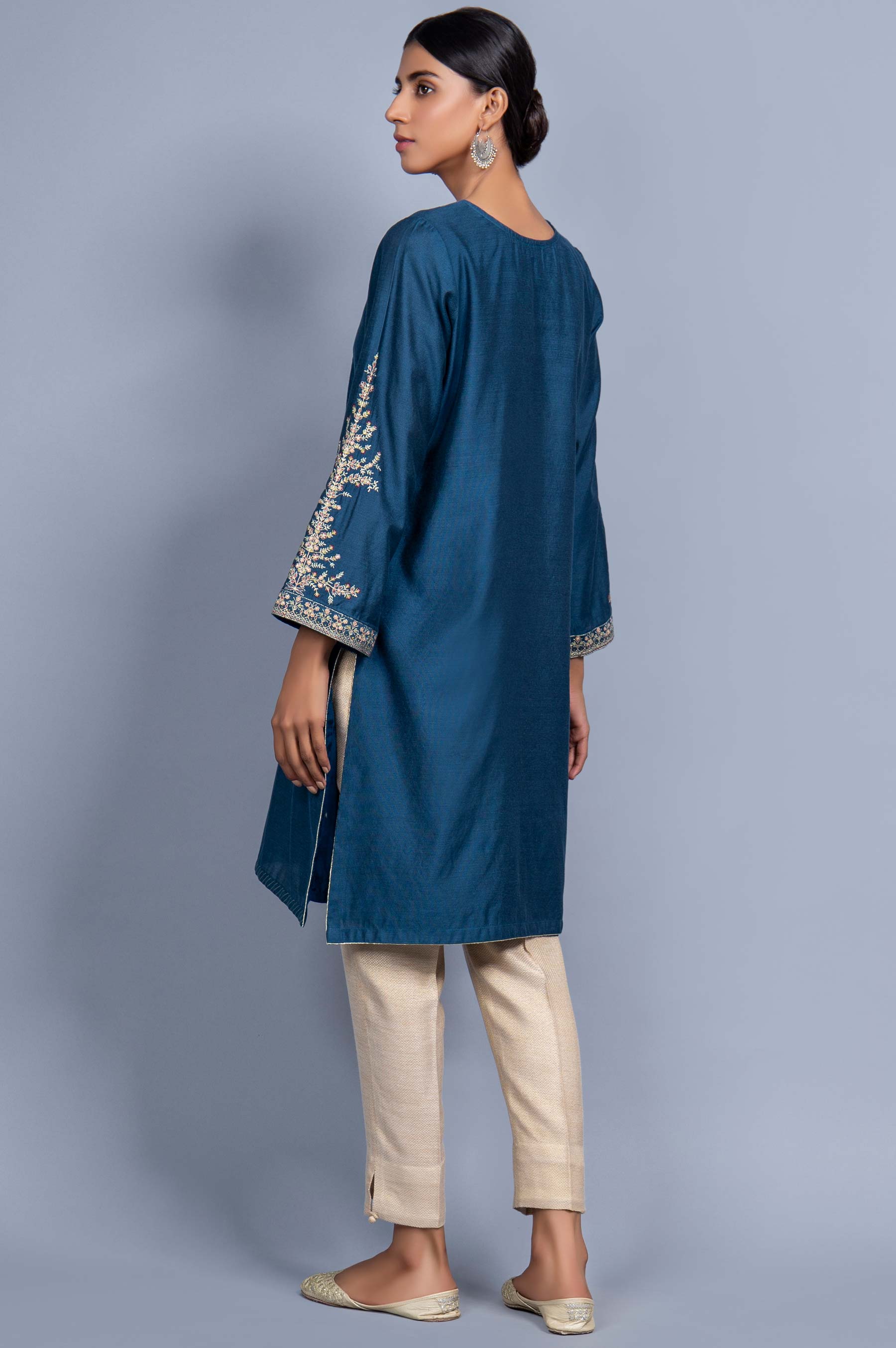 Stitched 1 Piece Cotton Net Embroidered Shirt - Image 2