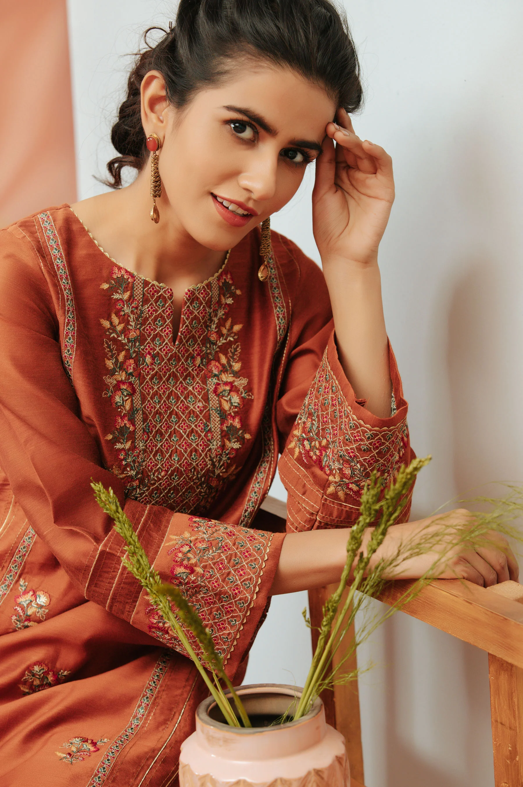 Stitched 1 Piece Cotton Net Embroidered Shirt - Image 2