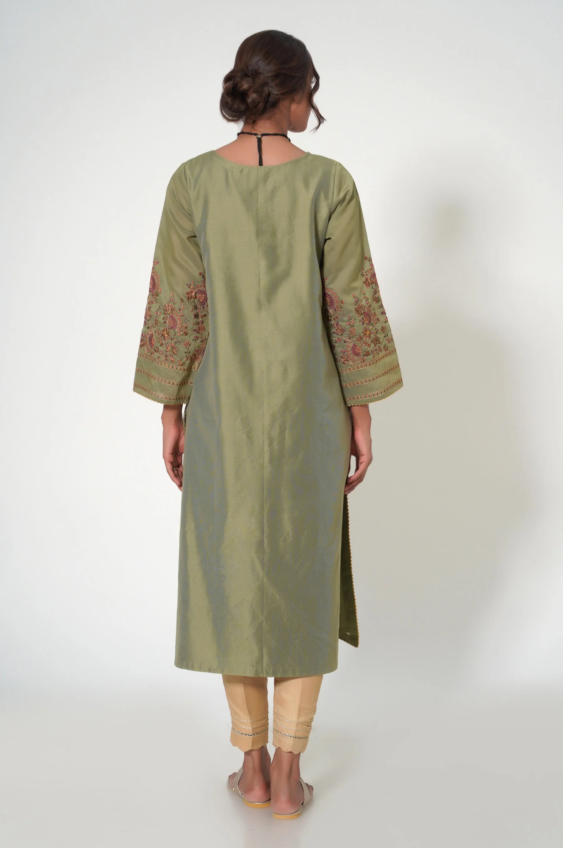 Stitched 1 Piece Cotton Net Embroidered Shirt - Image 5