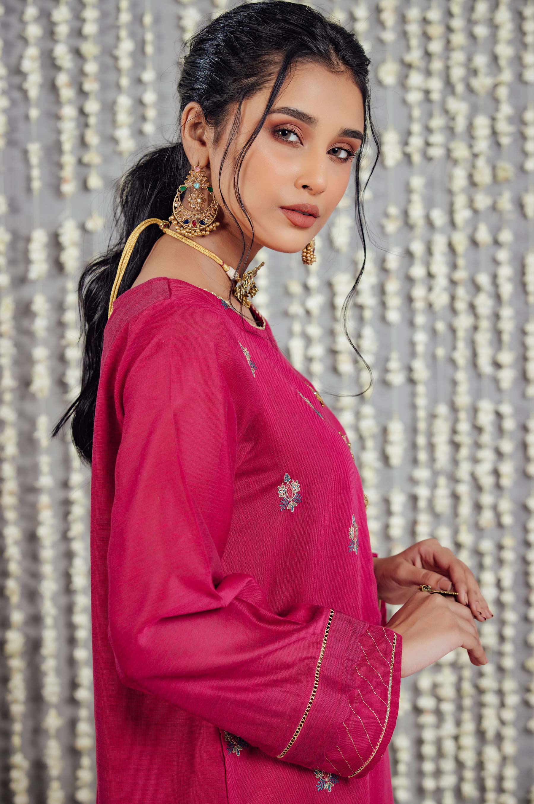 Stitched 1 Piece Cotton Net Embroidered Shirt - Image 4