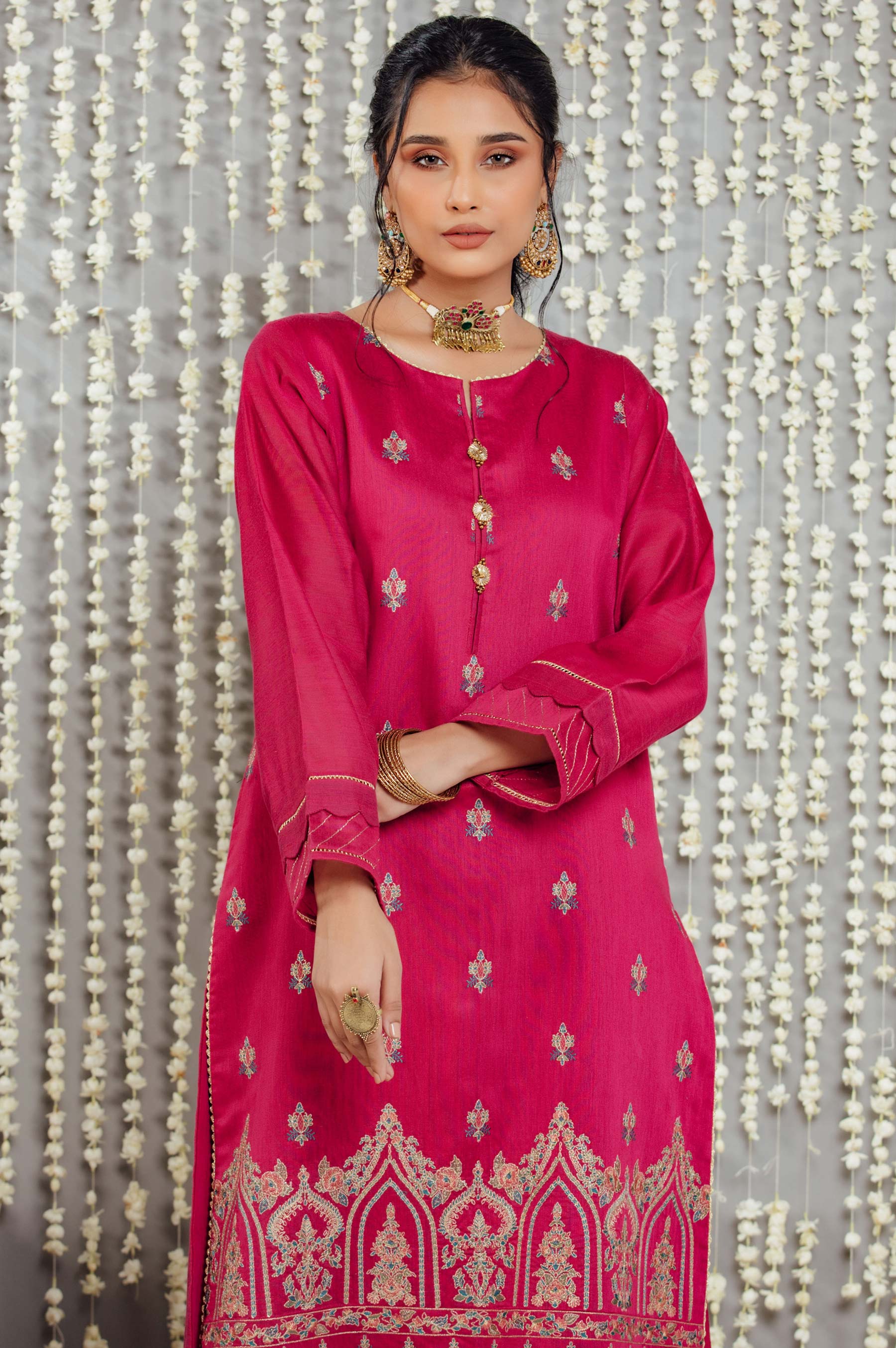 Stitched 1 Piece Cotton Net Embroidered Shirt - Image 5