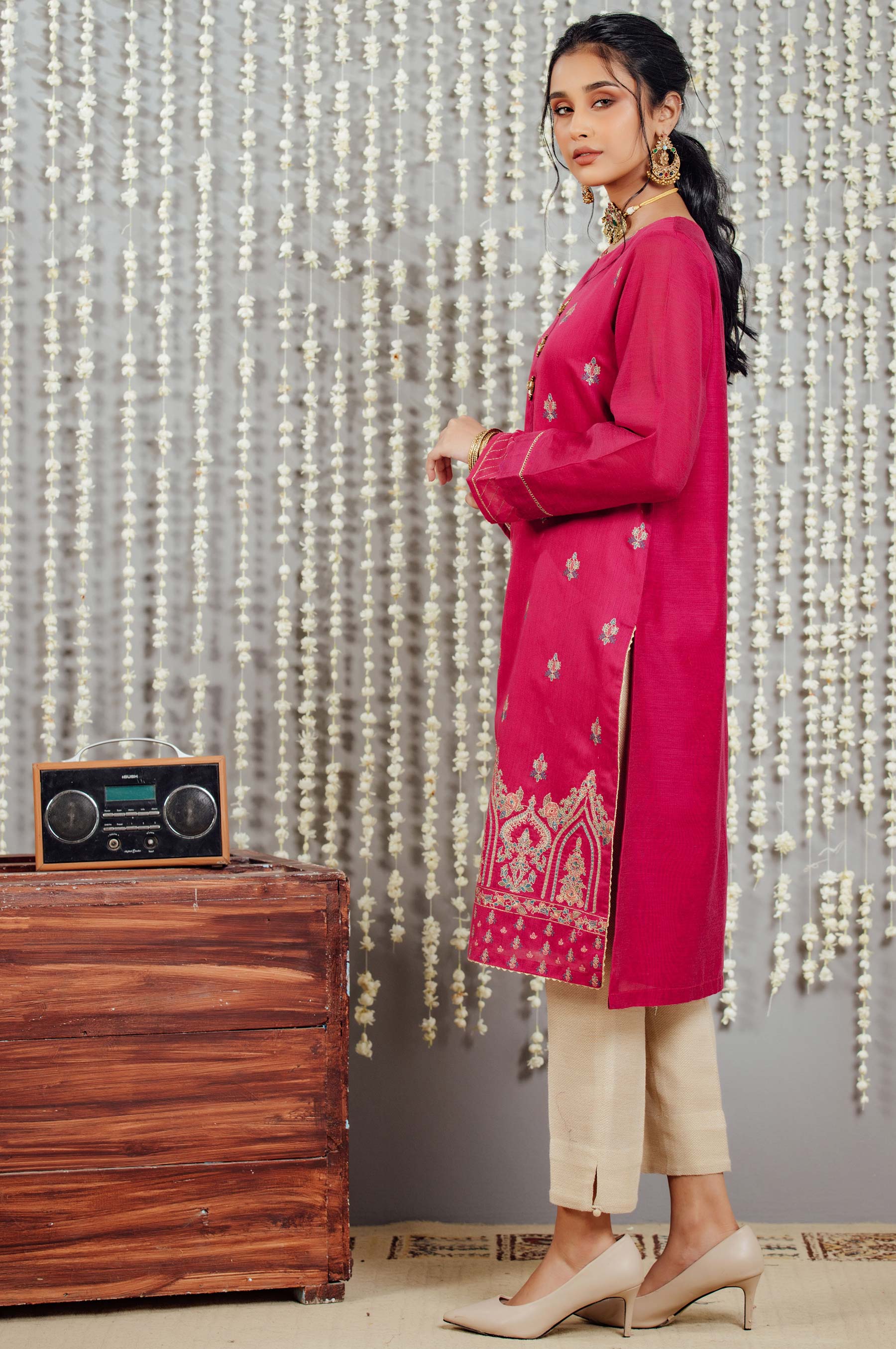 Stitched 1 Piece Cotton Net Embroidered Shirt - Image 6